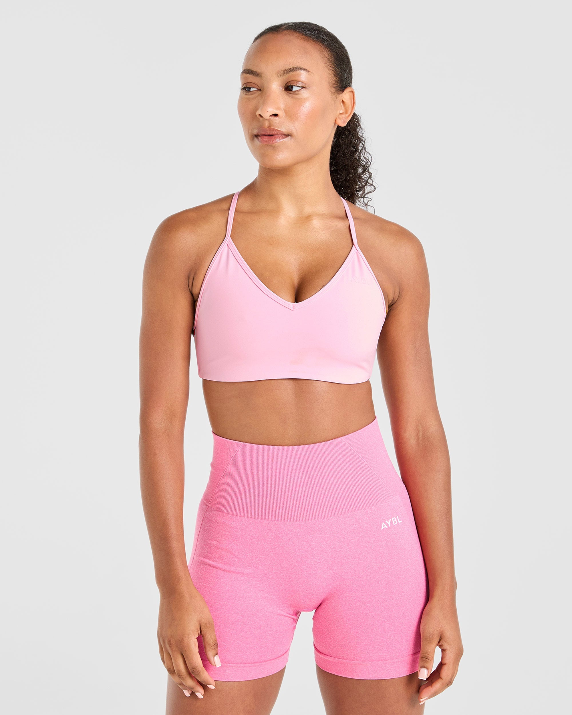 Essential Crossback Sports Bra - Baby Rosa