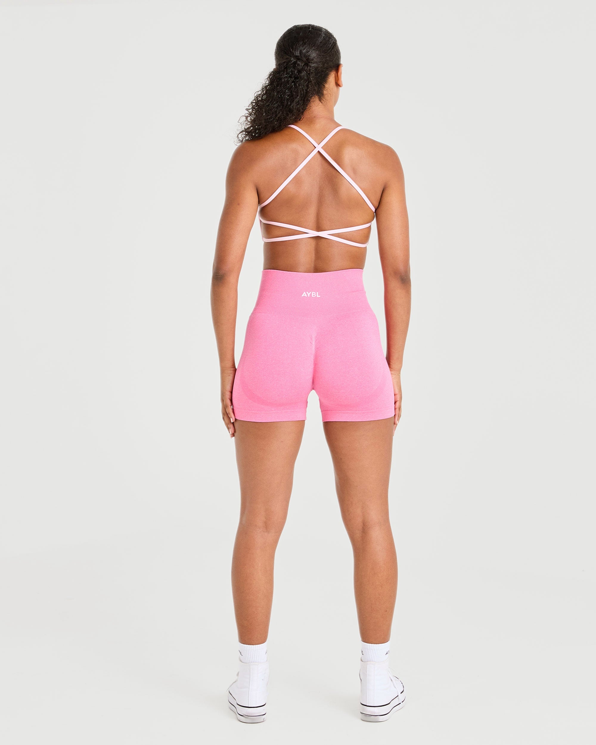 Essential Crossback Sports Bra - Baby Rosa