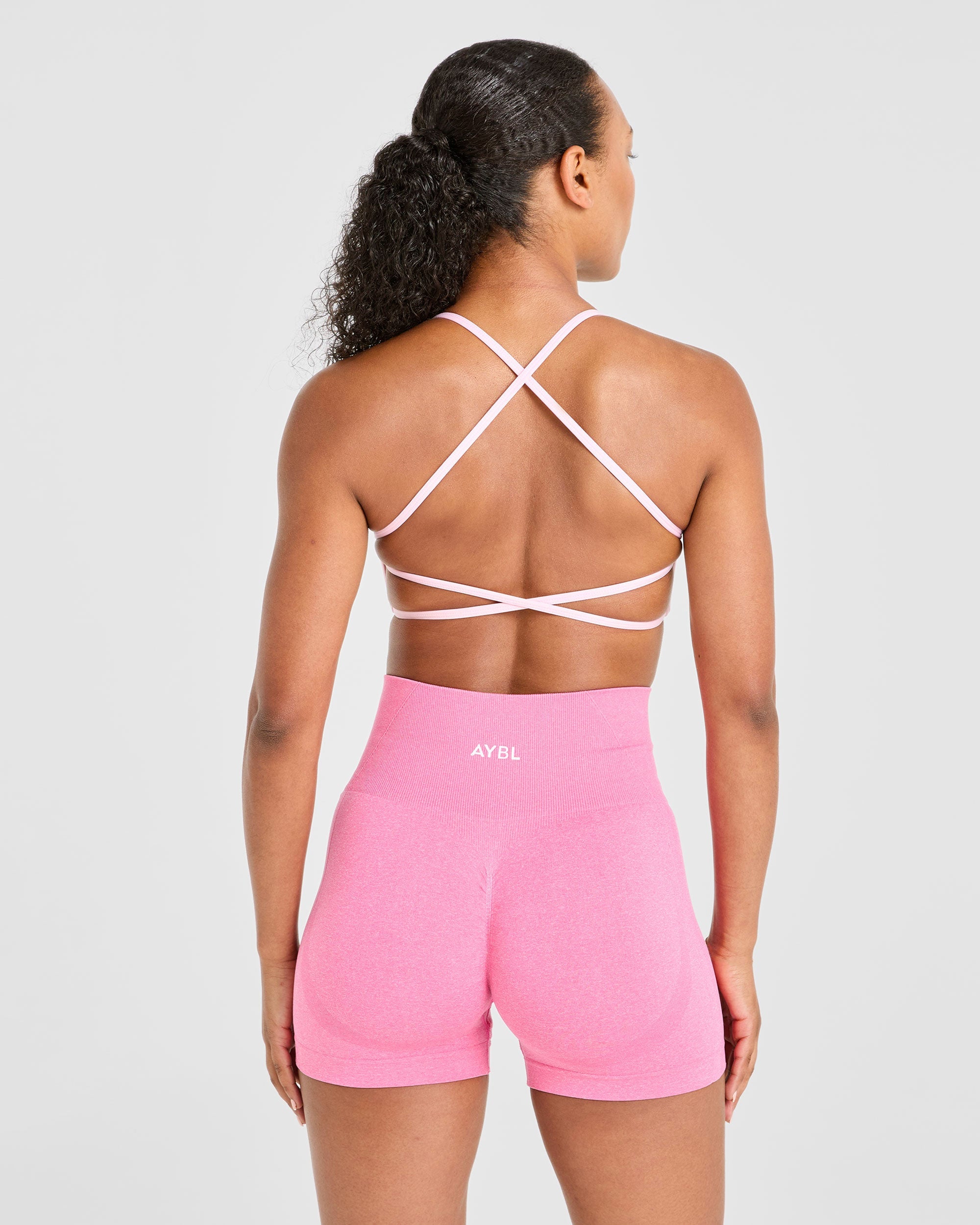 Essential Crossback Sports Bra - Baby Rosa