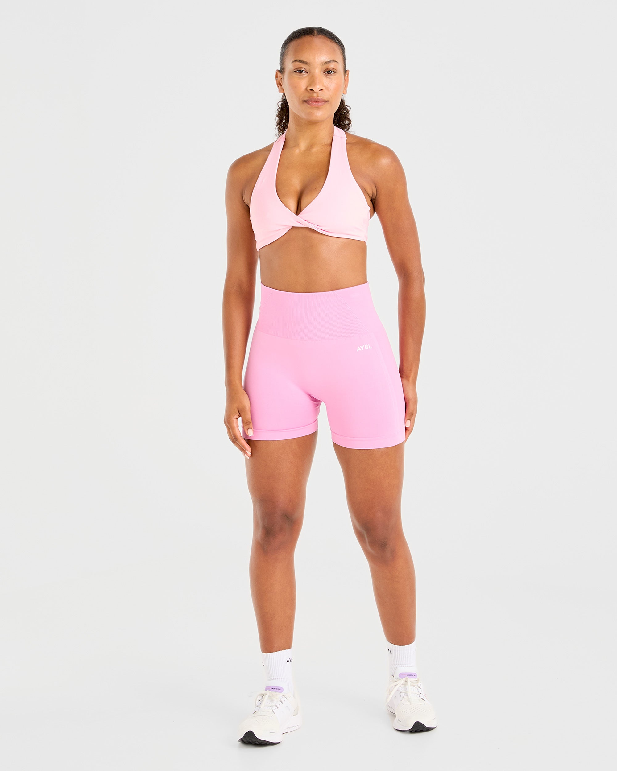 Essential Halterneck Sports Bra - Baby Rosa