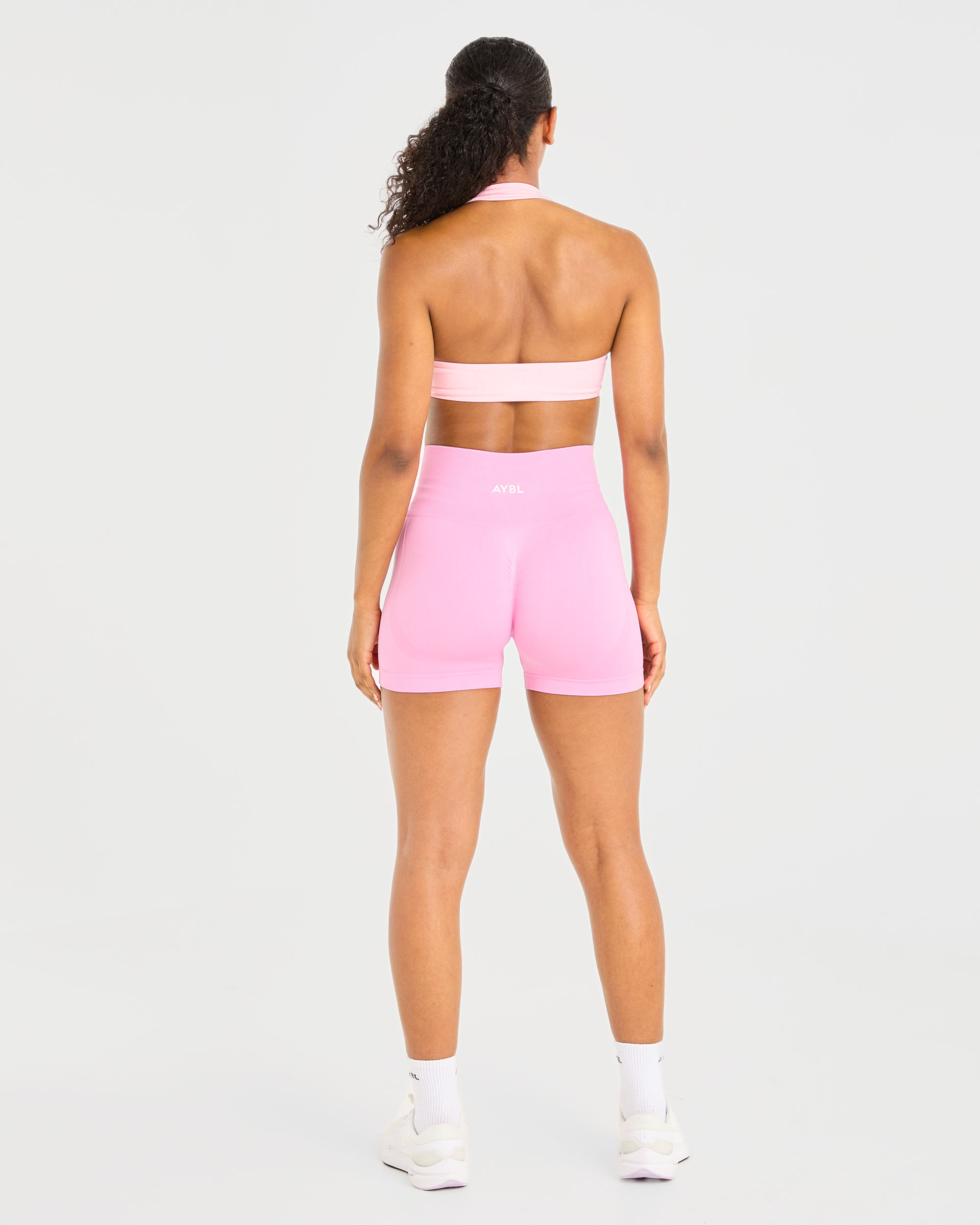 Essential Halterneck Sports Bra - Baby Rosa