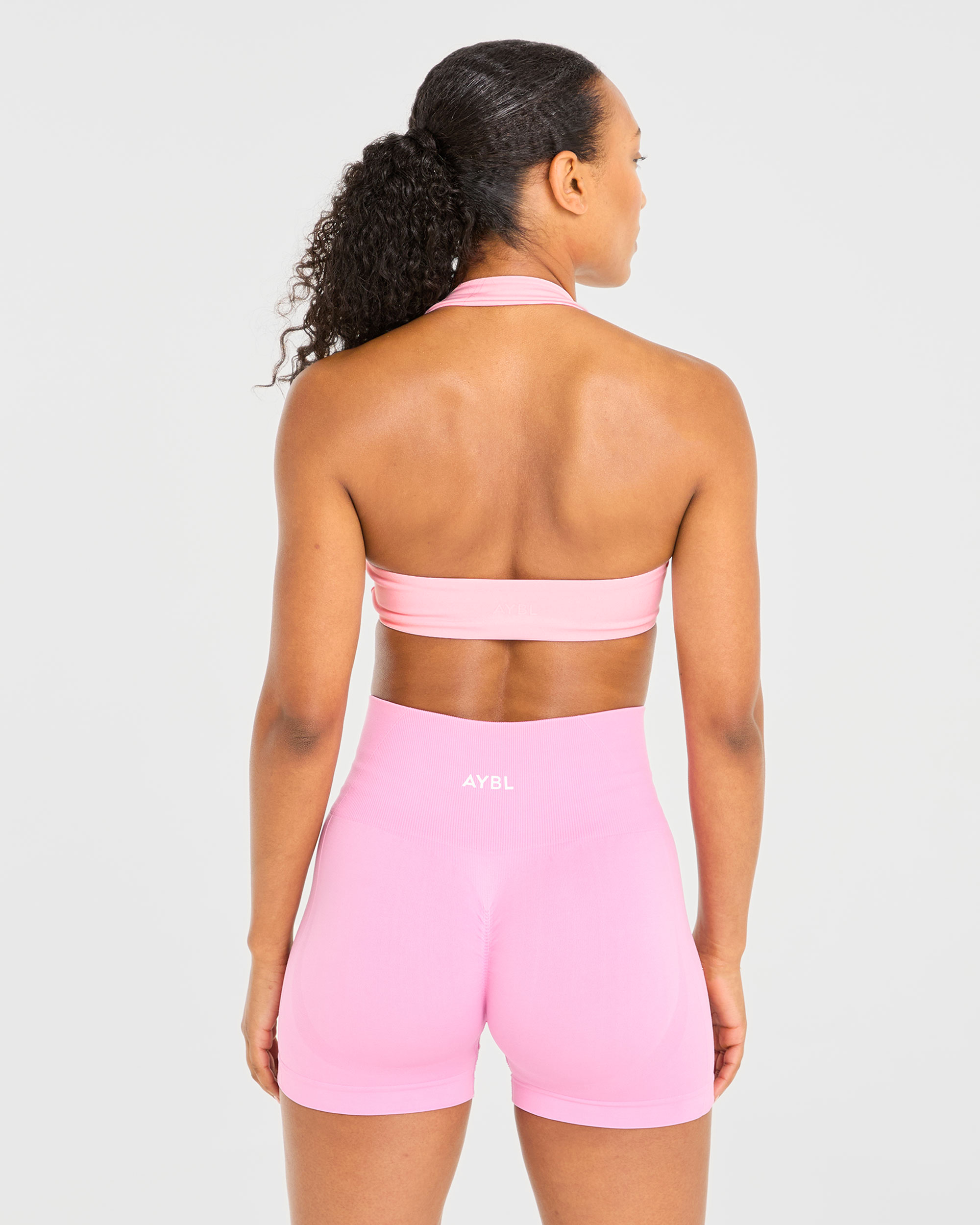 Essential Halterneck Sports Bra - Baby Rosa