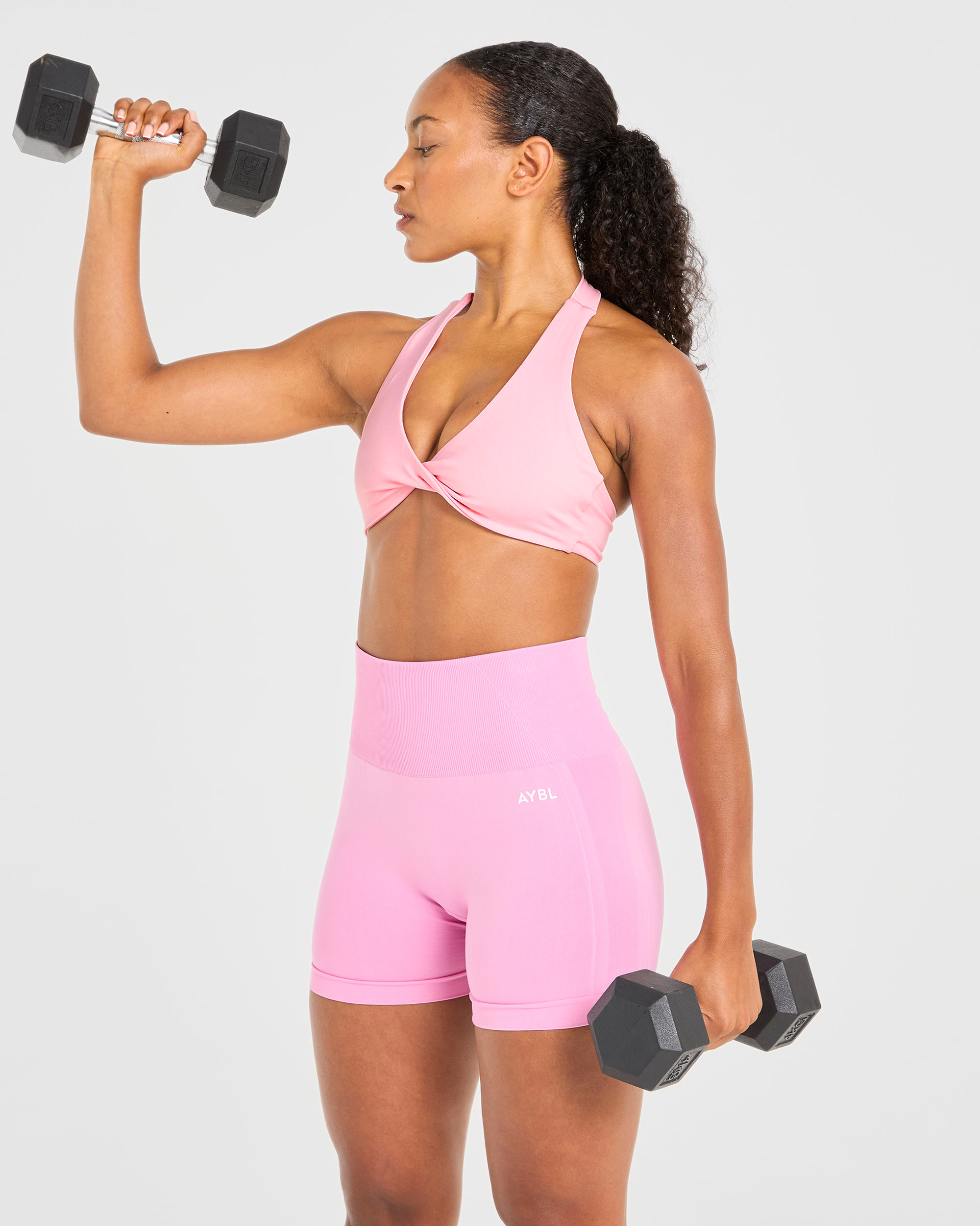 Essential Halterneck Sports Bra - Baby Rosa