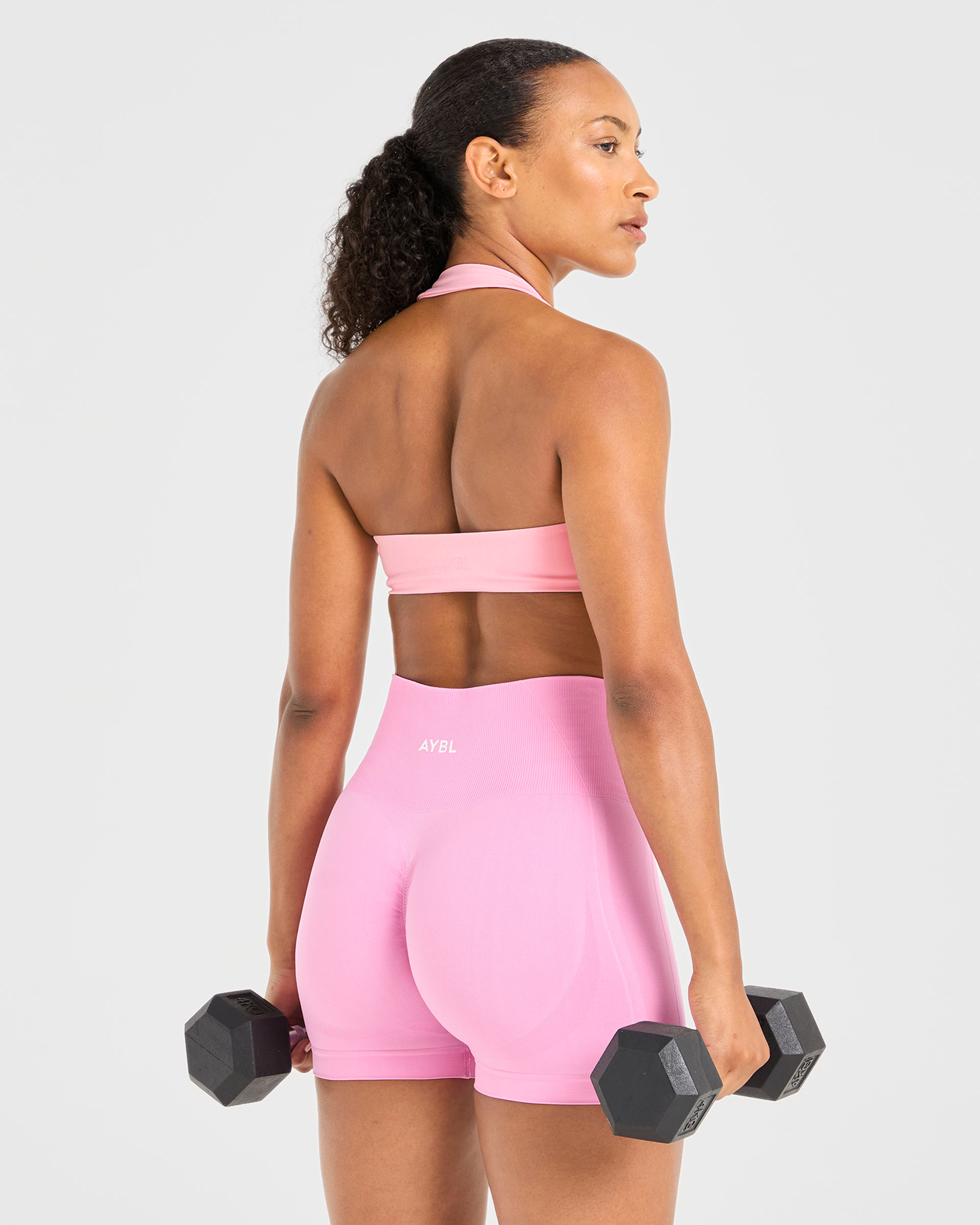 Essential Halterneck Sports Bra - Baby Rosa