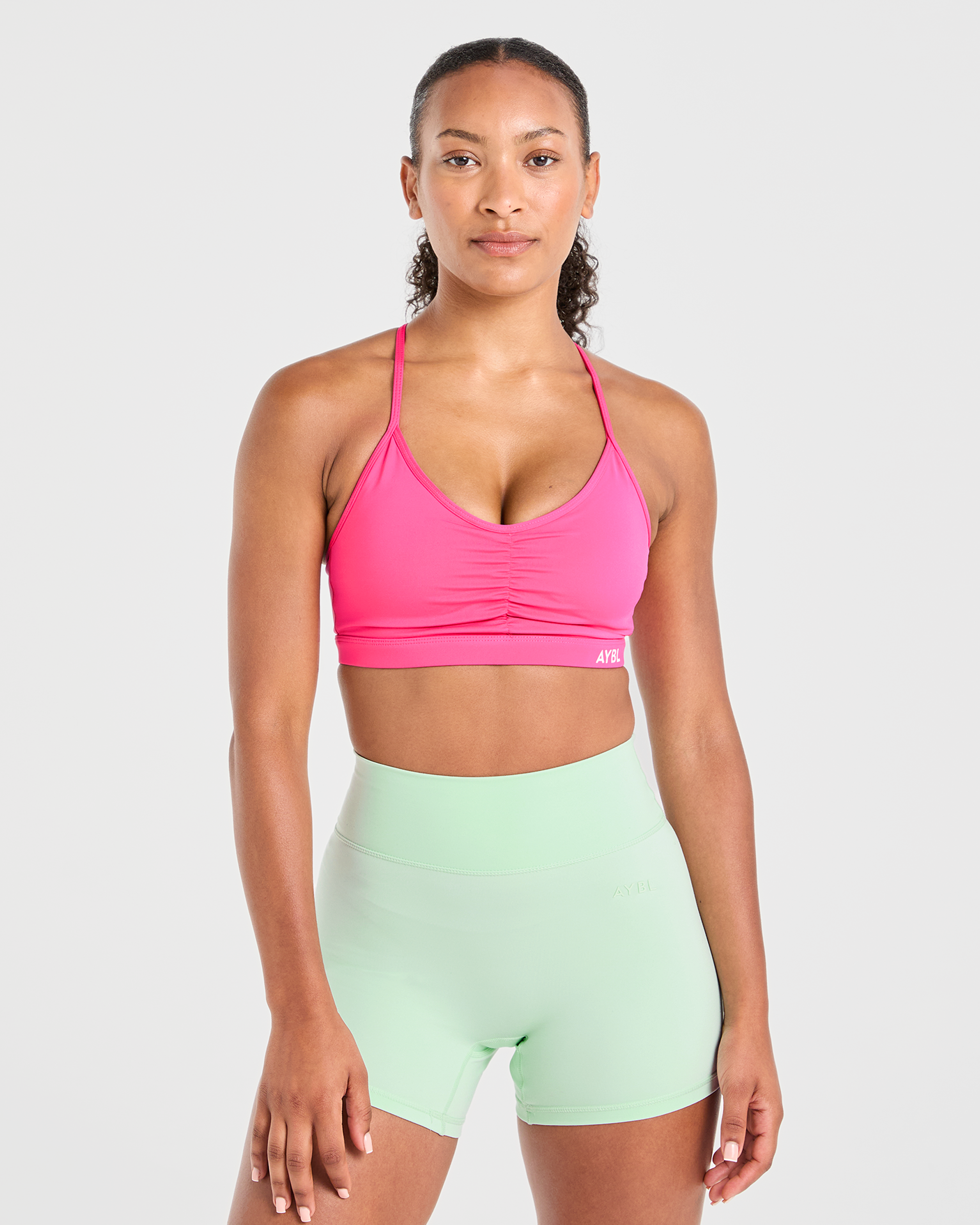 Essential Ruched Sports Bra - Hot Rosa