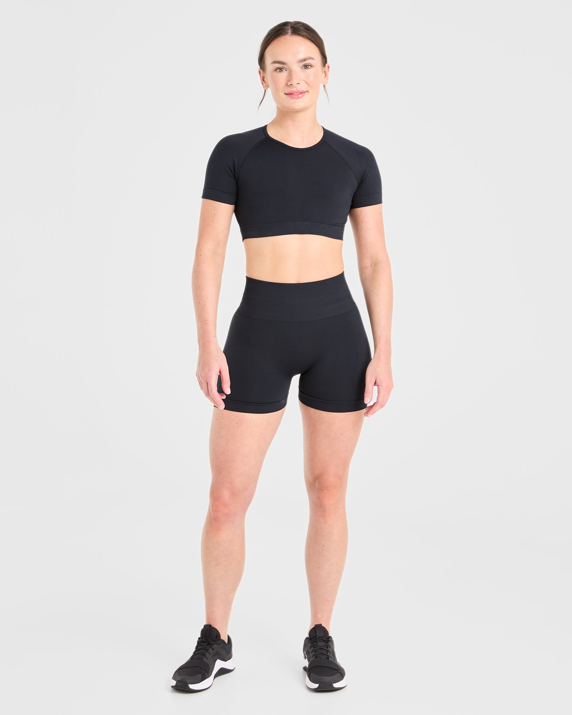 Power Seamless Crop Top - Schwarz