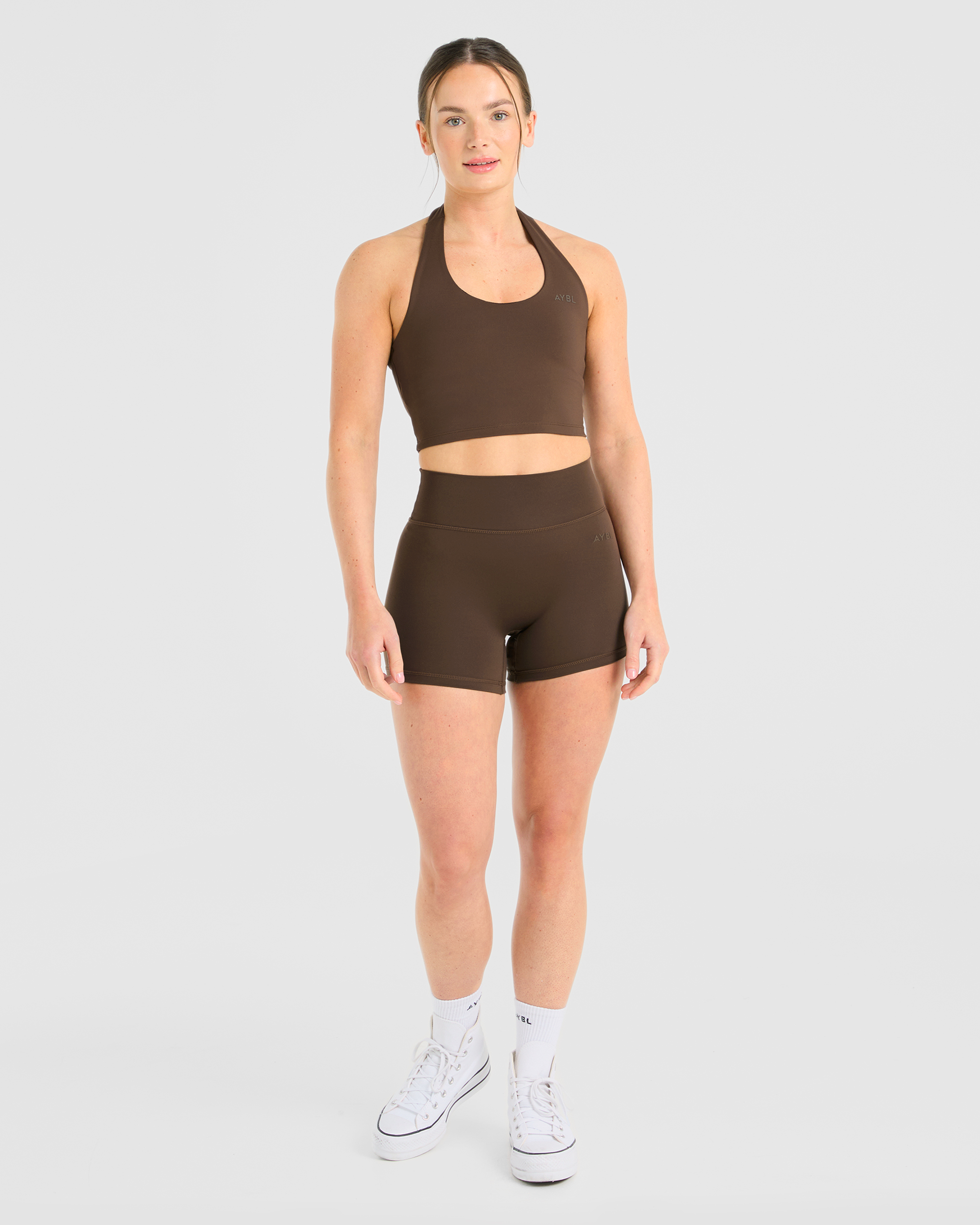 Staple Halterneck Crop Top - Braun