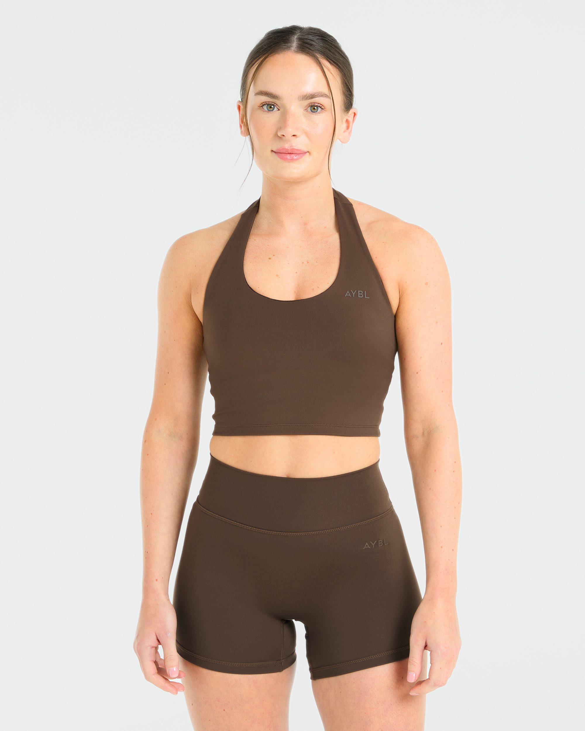 Staple Halterneck Crop Top - Braun