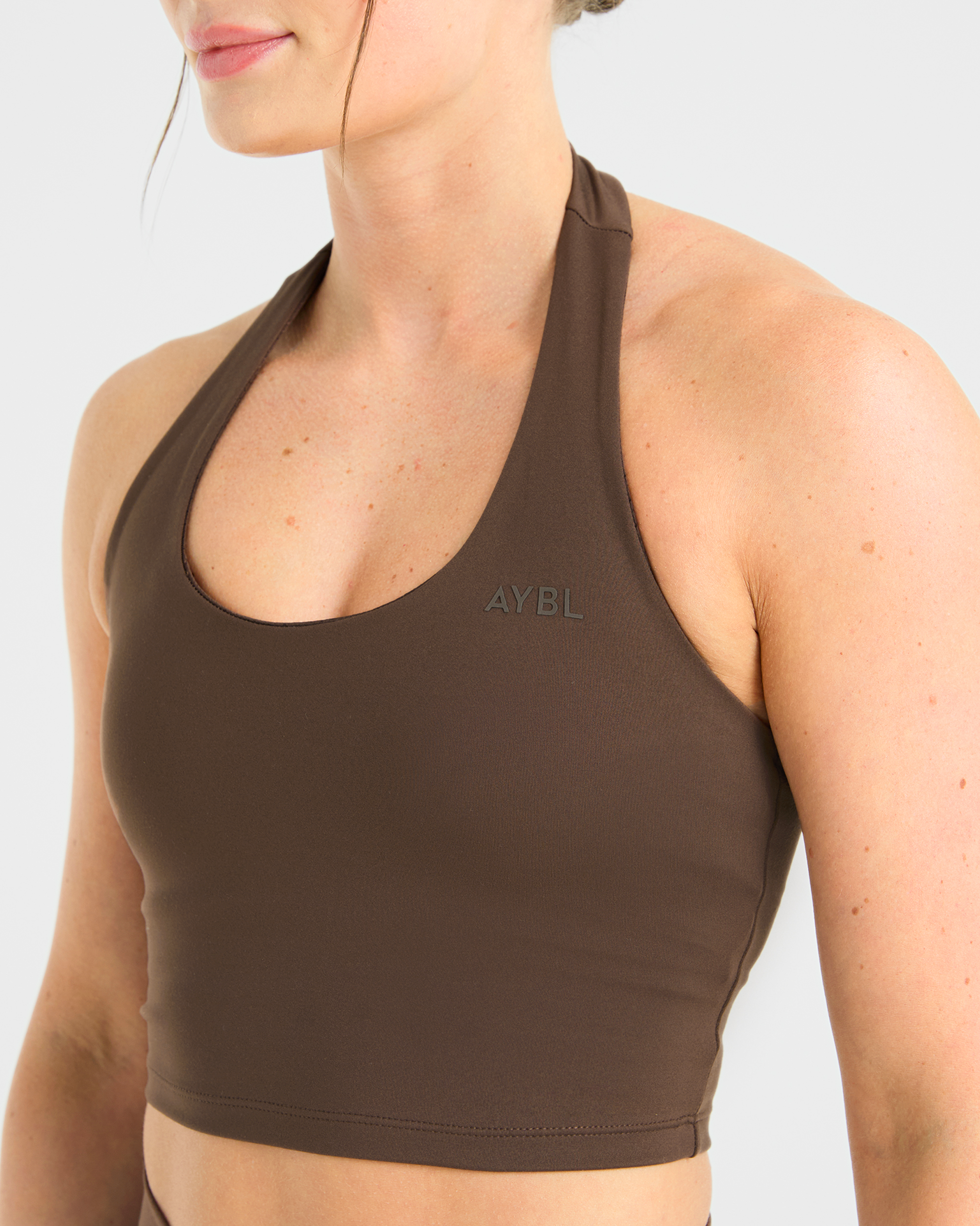 Staple Halterneck Crop Top - Braun