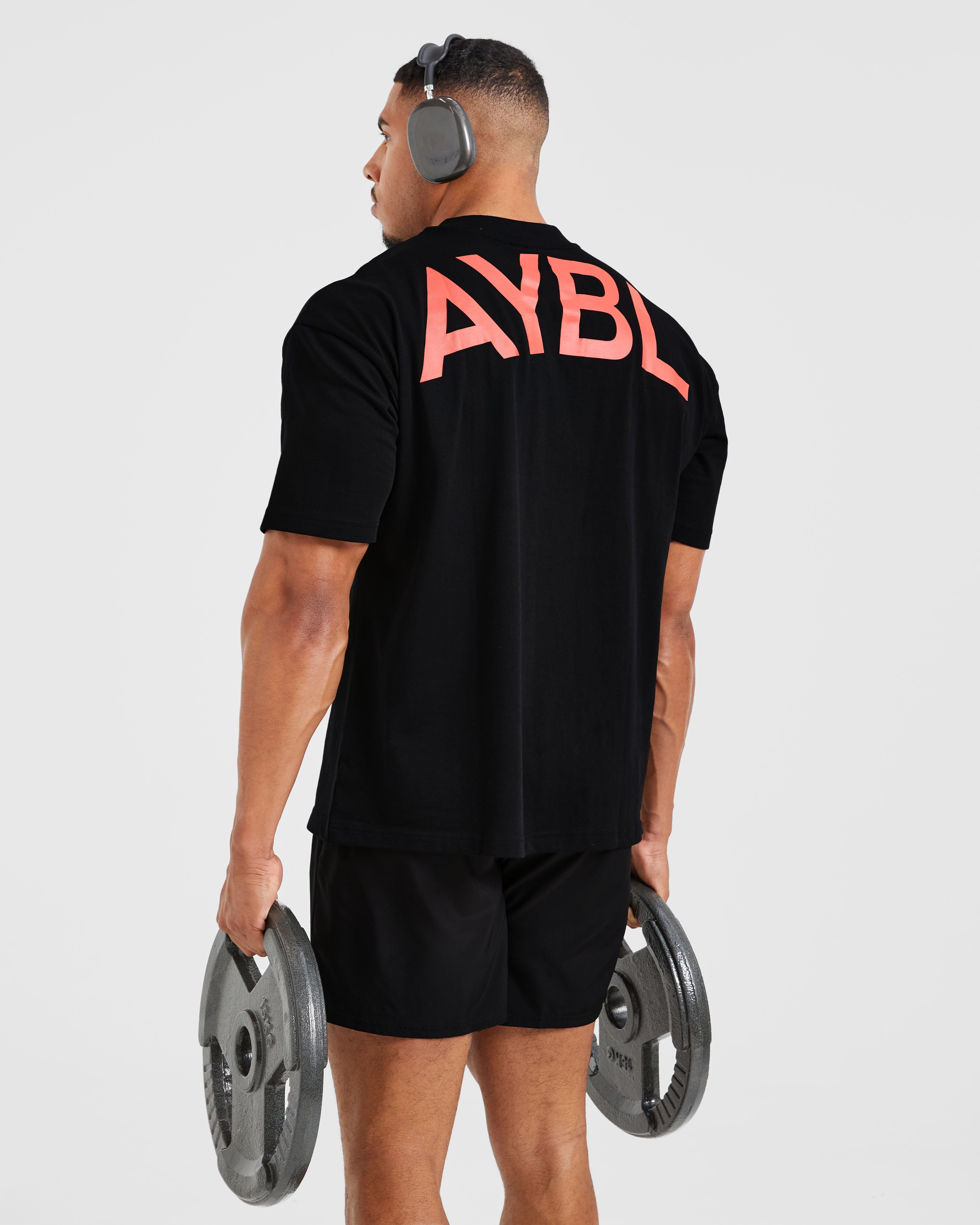 Essential Oversized T Shirt - Schwarz/Rot