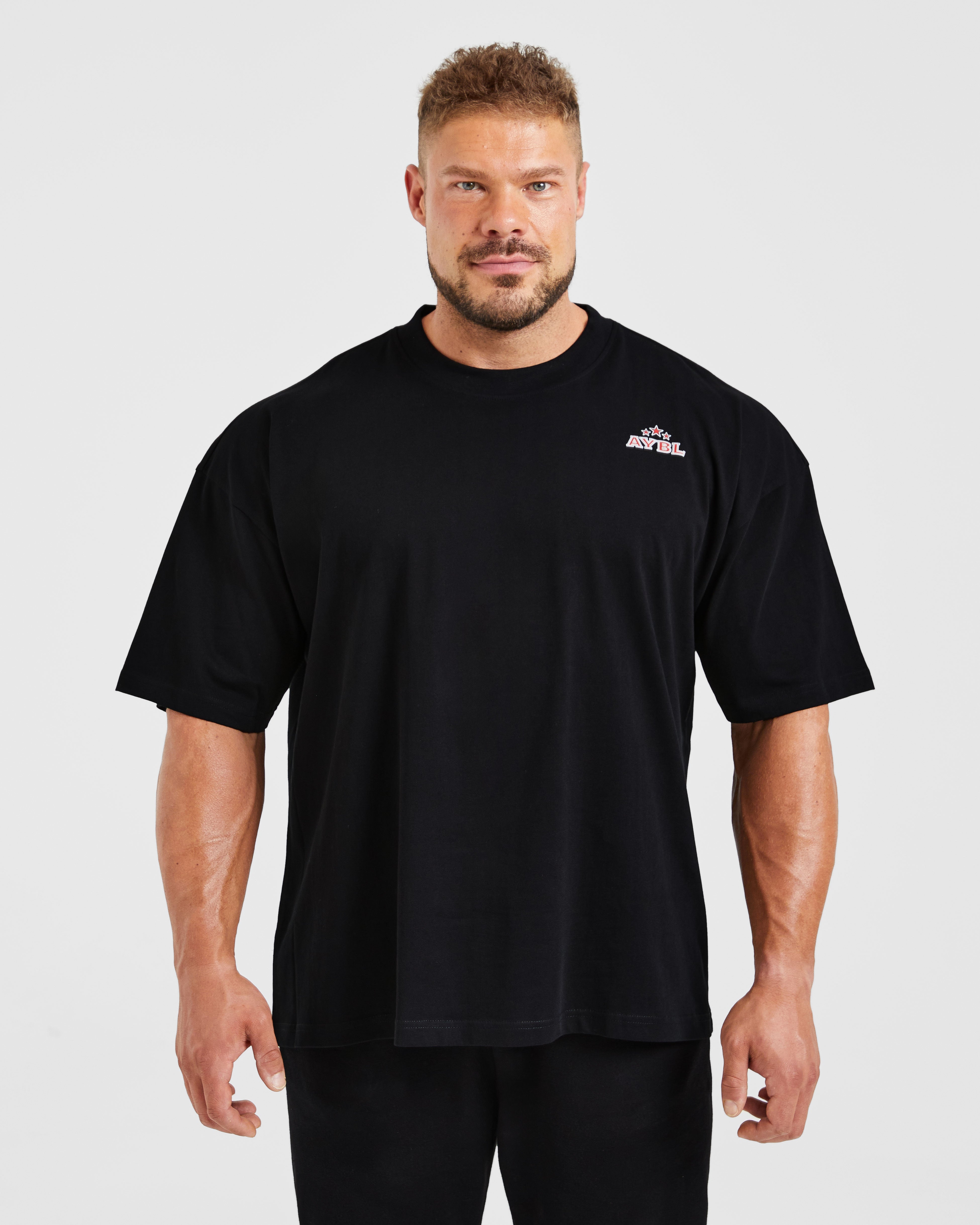 Wesley Vissers X Body Building Essentials Oversized T Shirt - Schwarz/Rot
