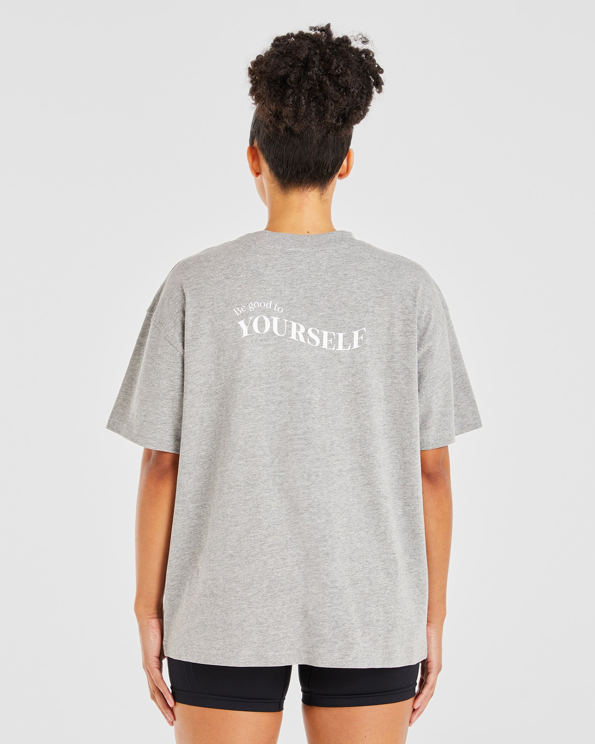 Be Good To Yourself Oversized T Shirt - Heather Grau/Weiß