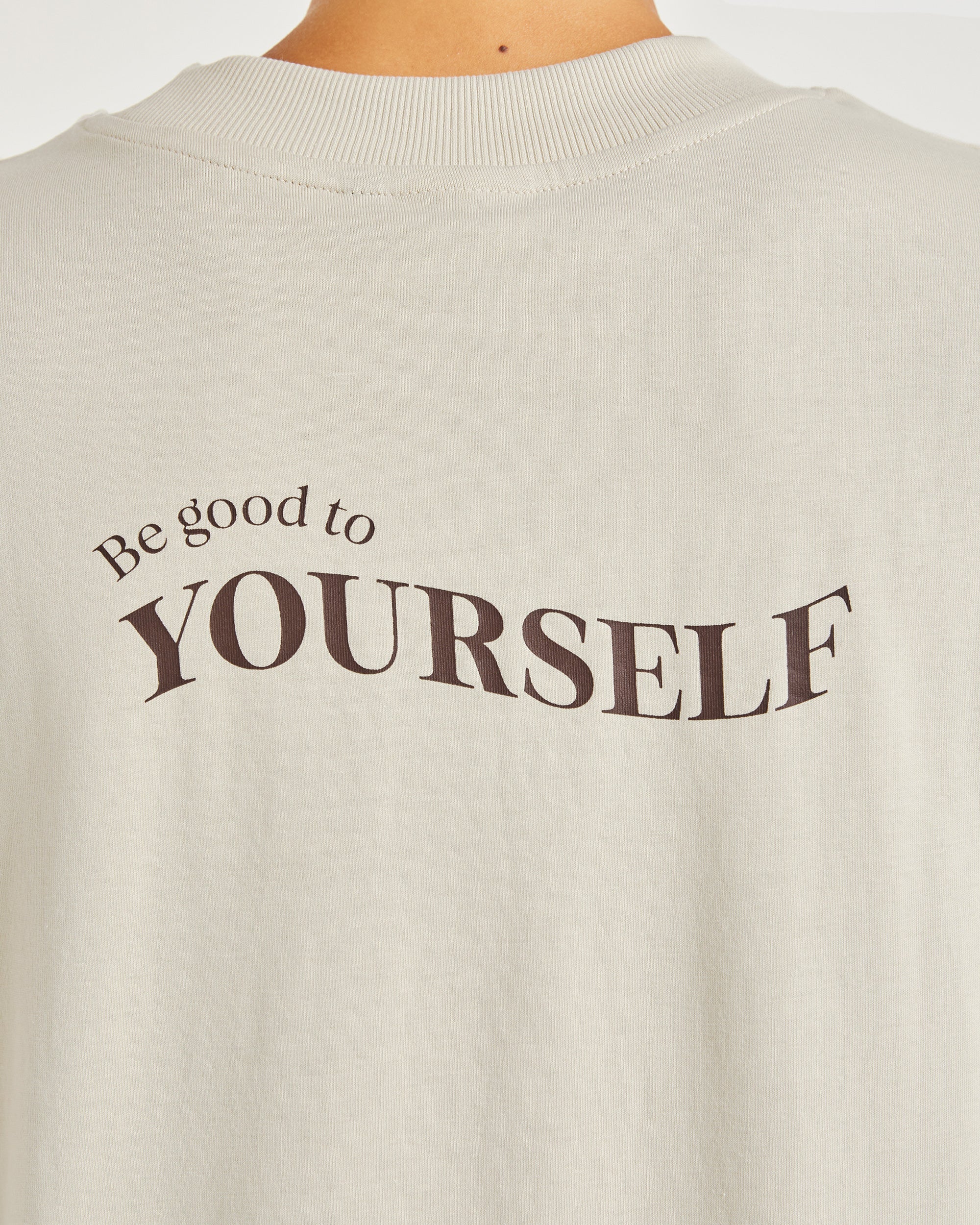 Be Good To Yourself Oversized T Shirt - Beige/Braun