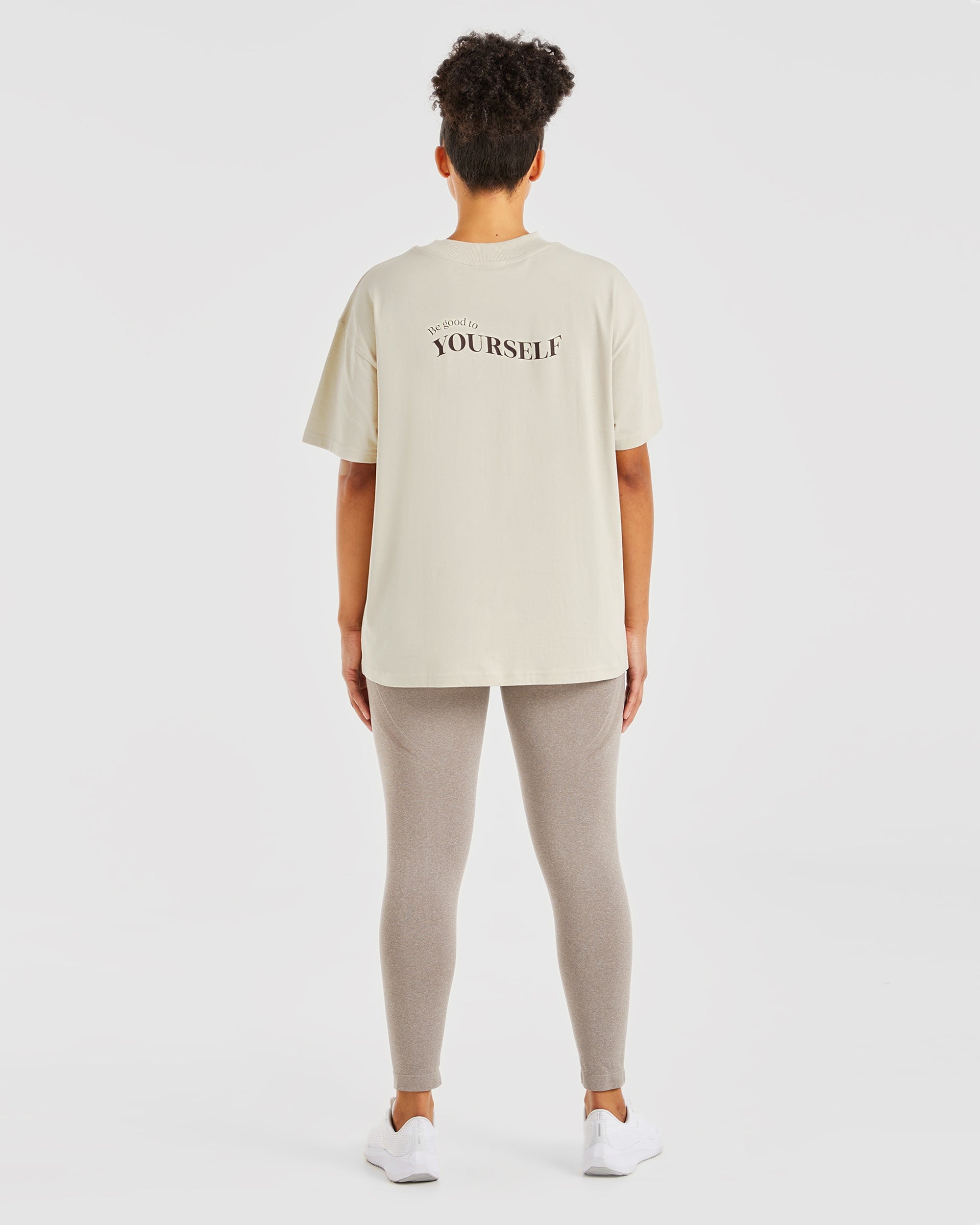 Be Good To Yourself Oversized T Shirt - Beige/Braun