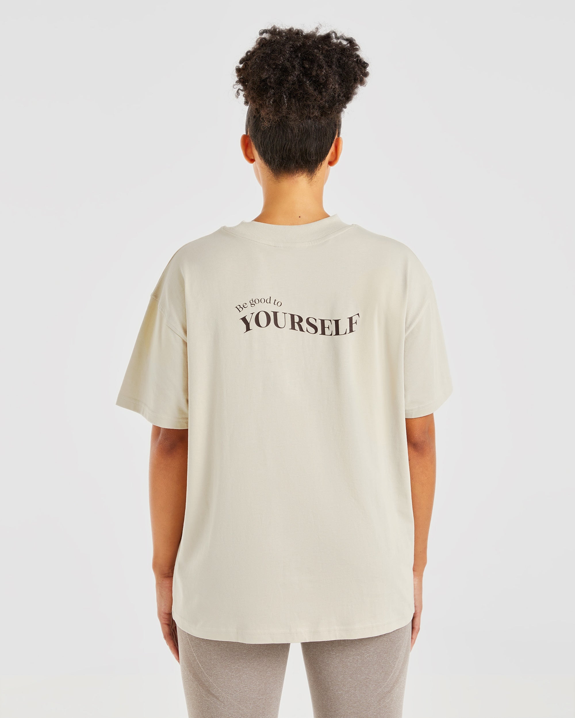 Be Good To Yourself Oversized T Shirt - Beige/Braun