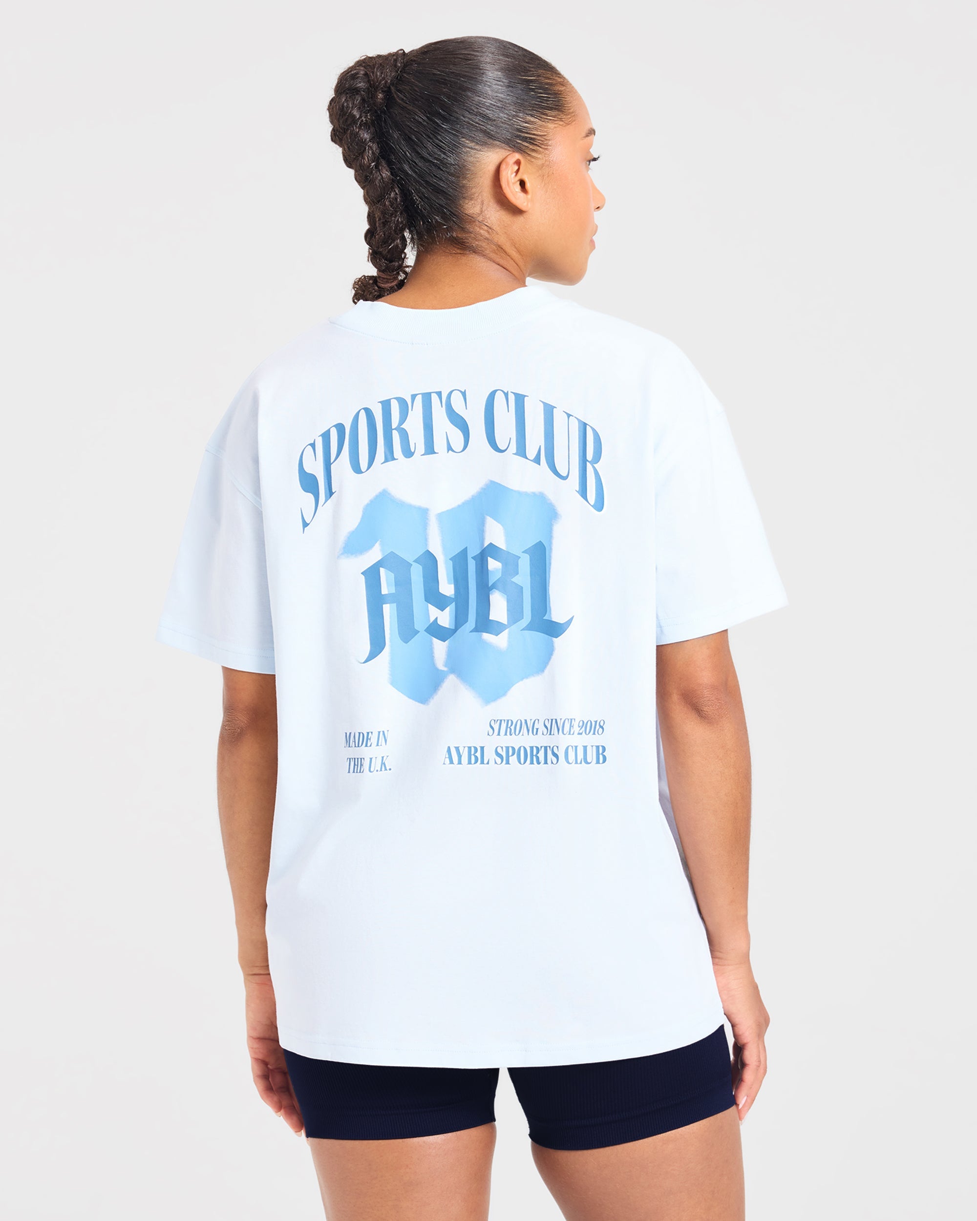 Sports Club Gothic Oversized T Shirt - Blau