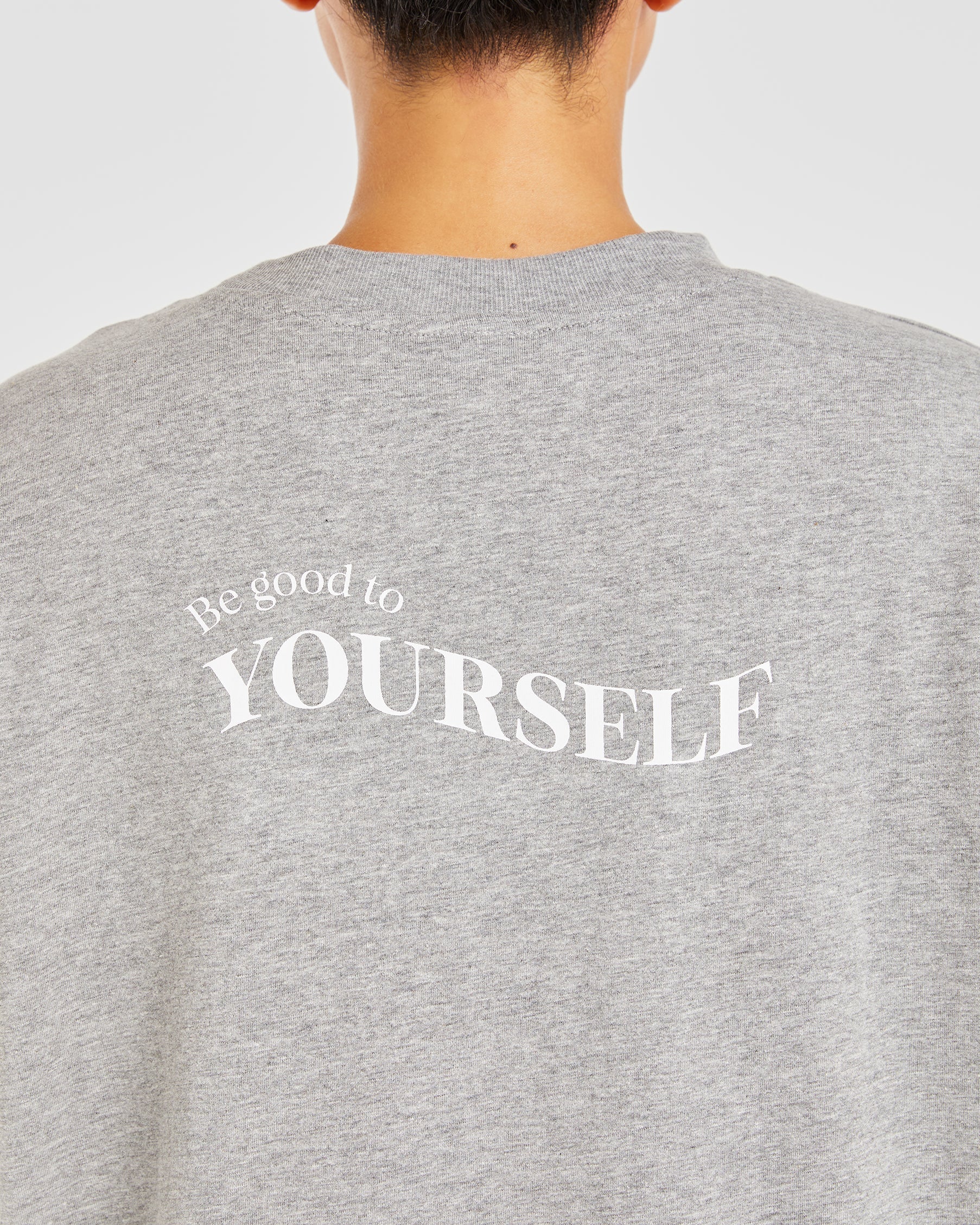 Be Good To Yourself Oversized T Shirt - Heather Grau/Weiß