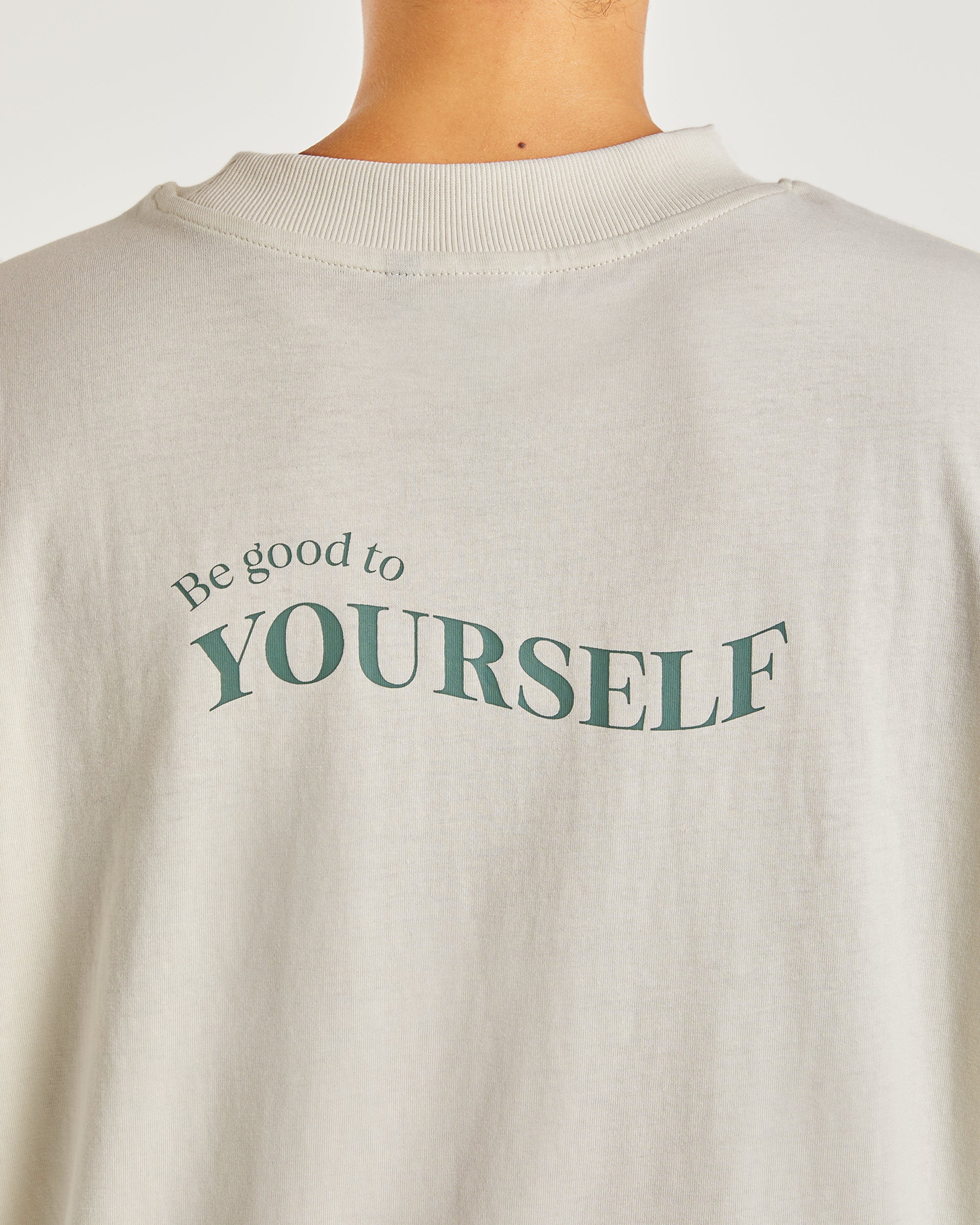 Be Good To Yourself Oversized T Shirt - Off Weiß/Grün