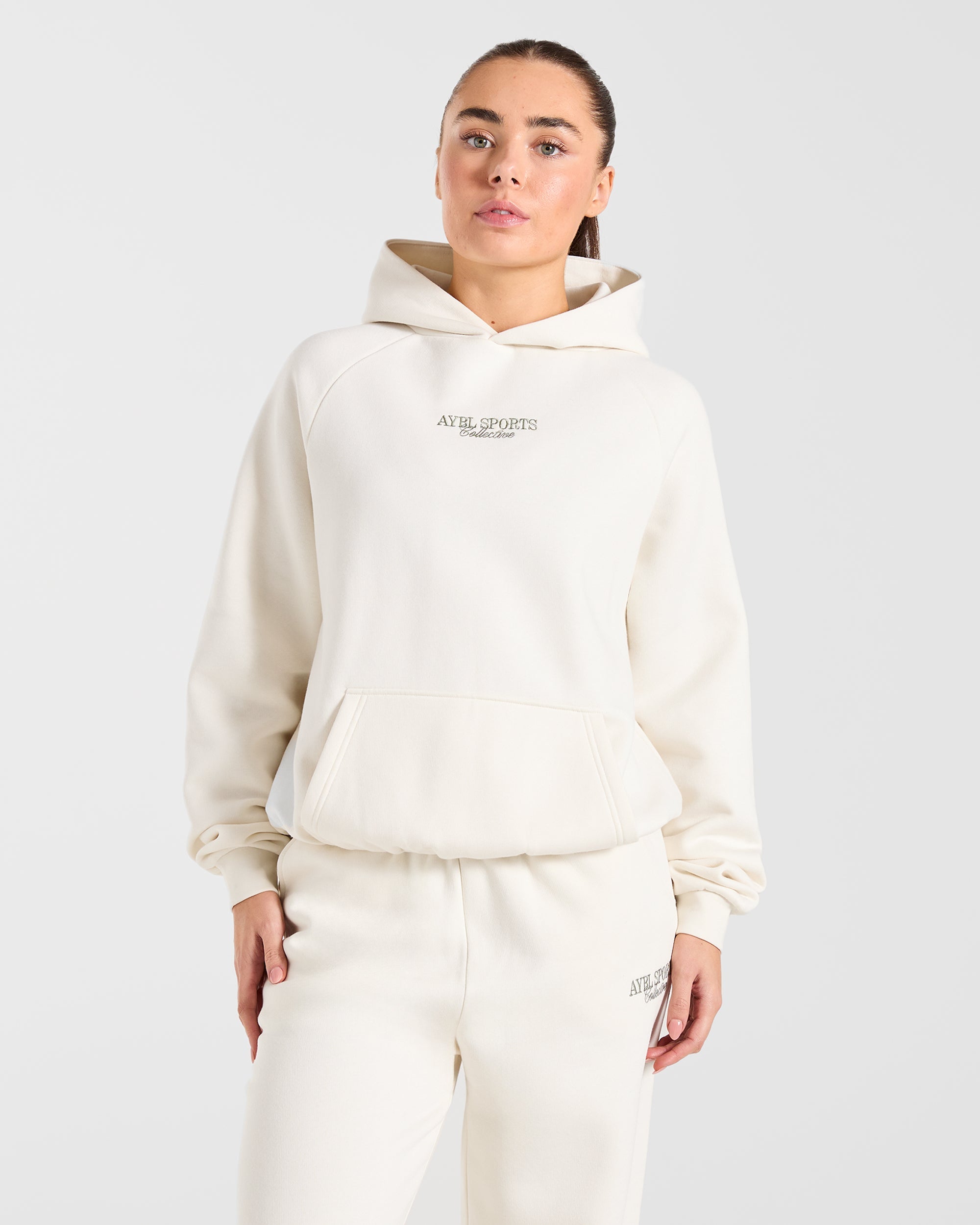 Sports Collective Oversized Hoodie - Off Weiß/Grün