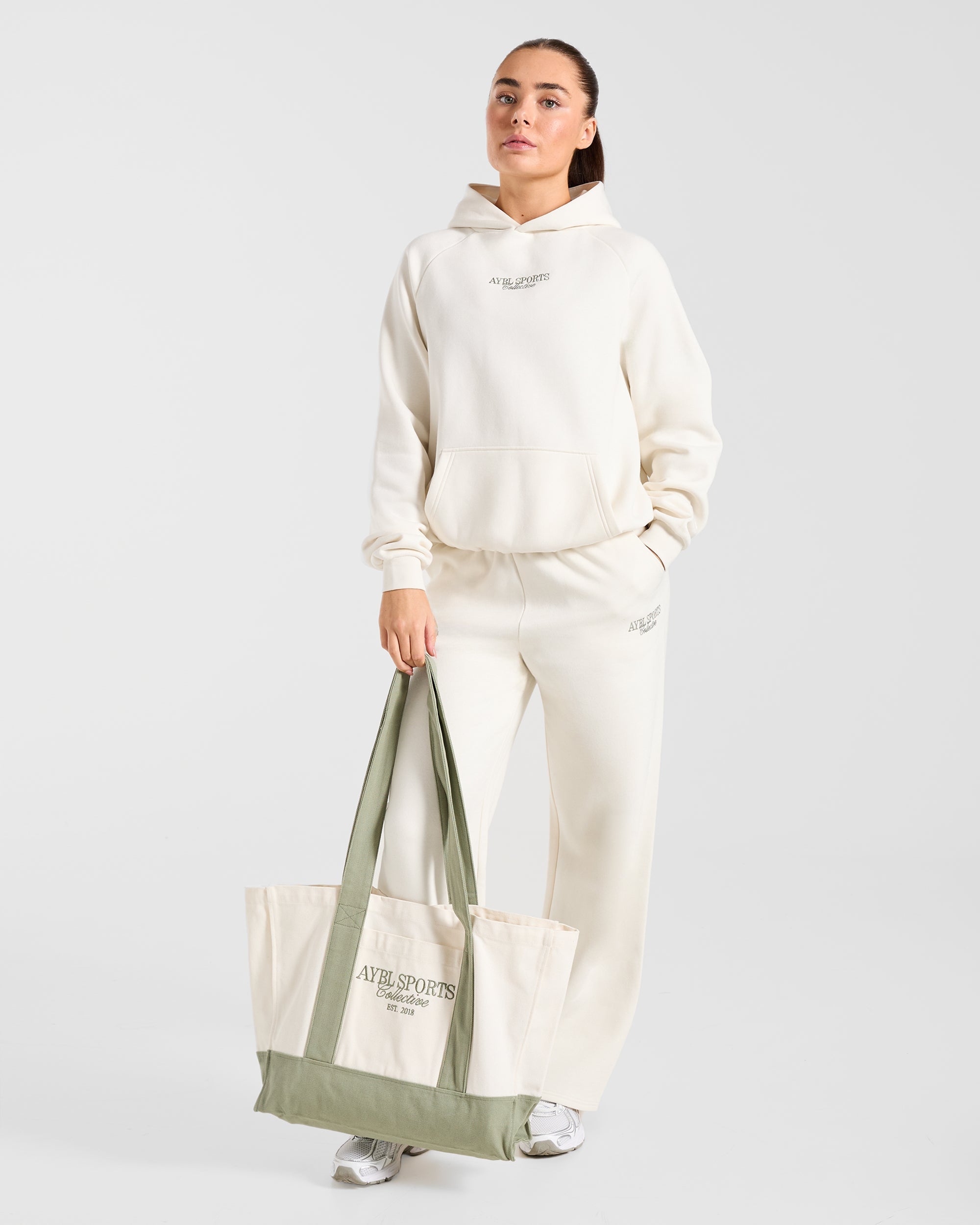 Sports Collective Oversized Hoodie - Off Weiß/Grün