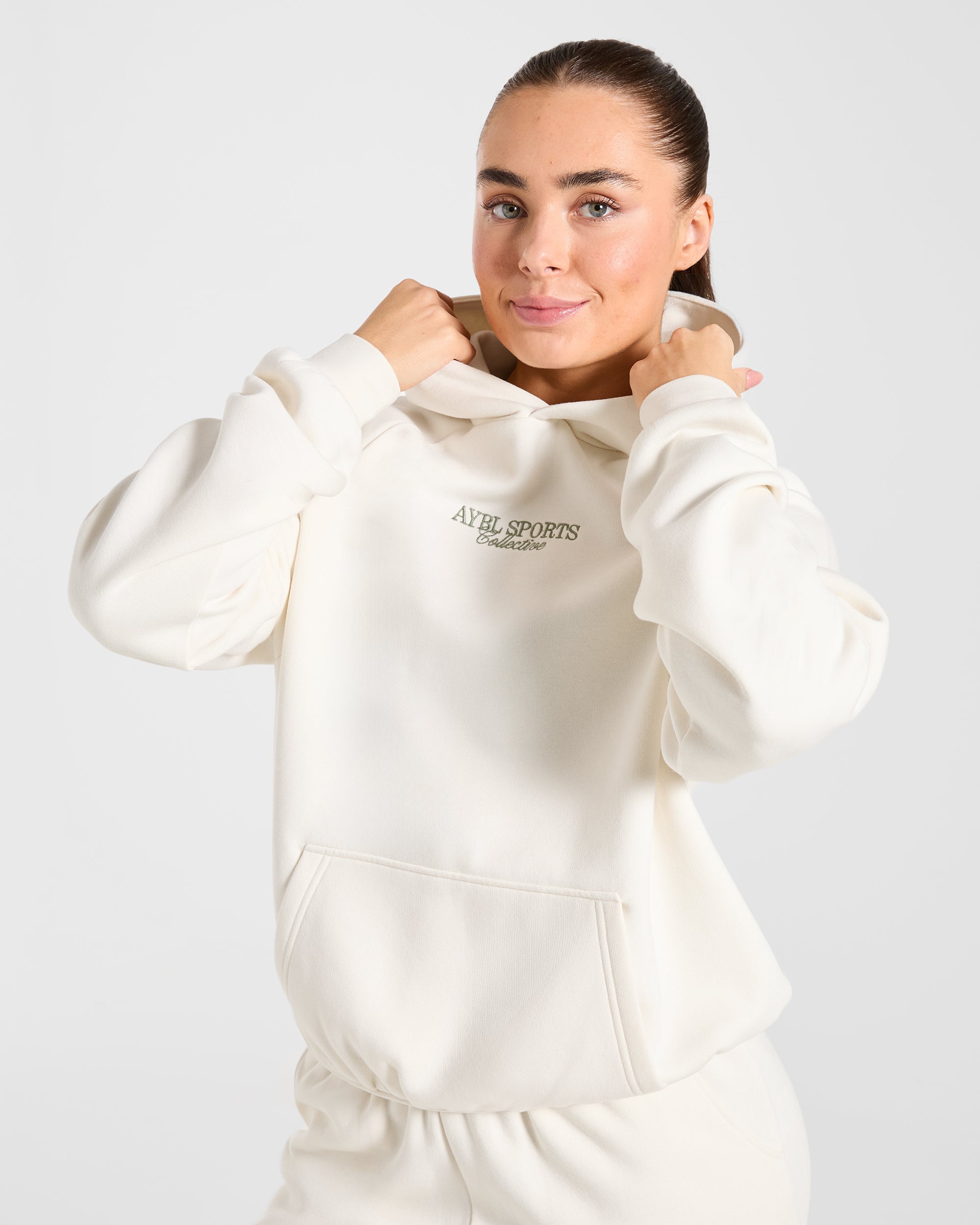Sports Collective Oversized Hoodie - Off Weiß/Grün