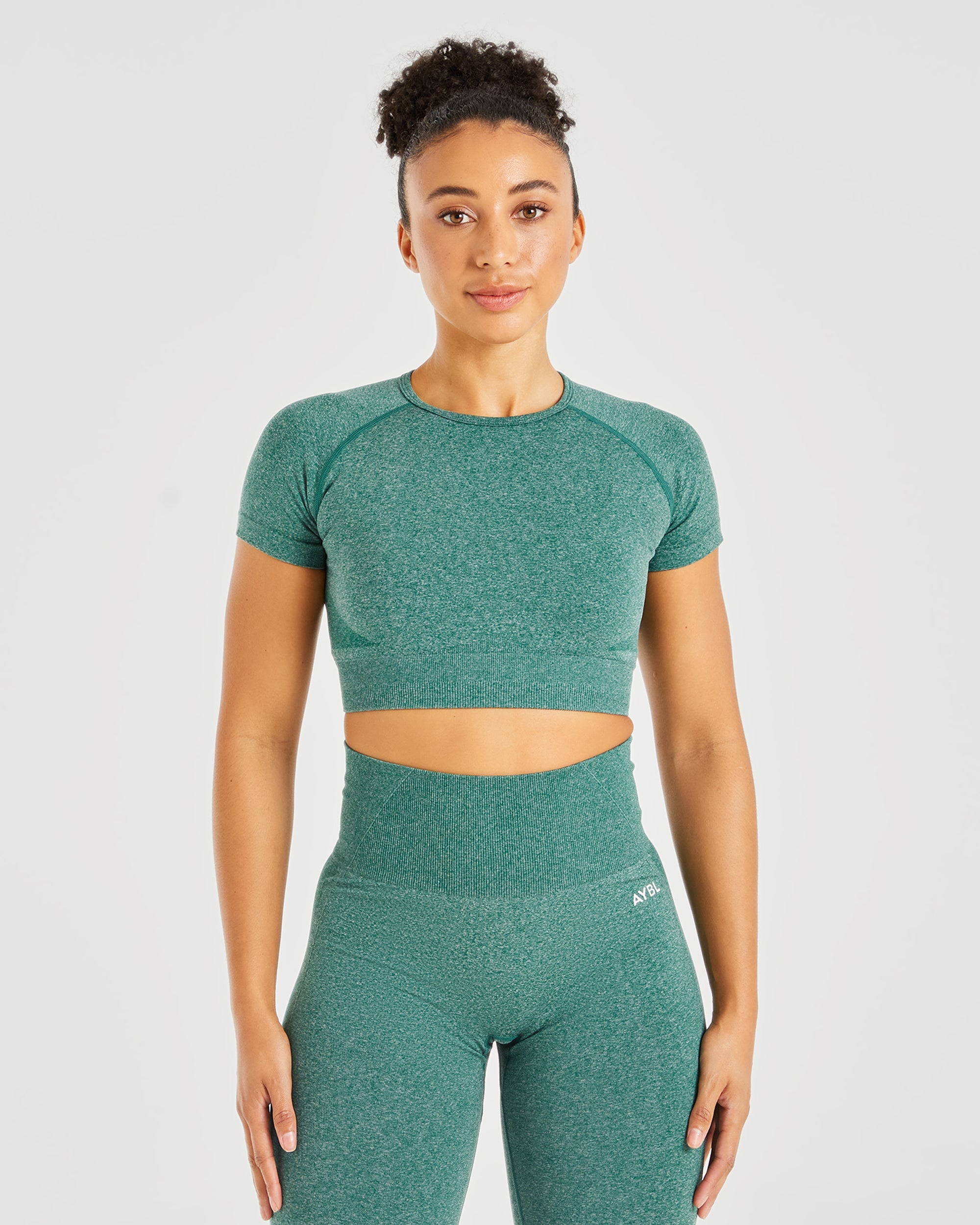 Empower Seamless Crop Top - Forest Grün Marl