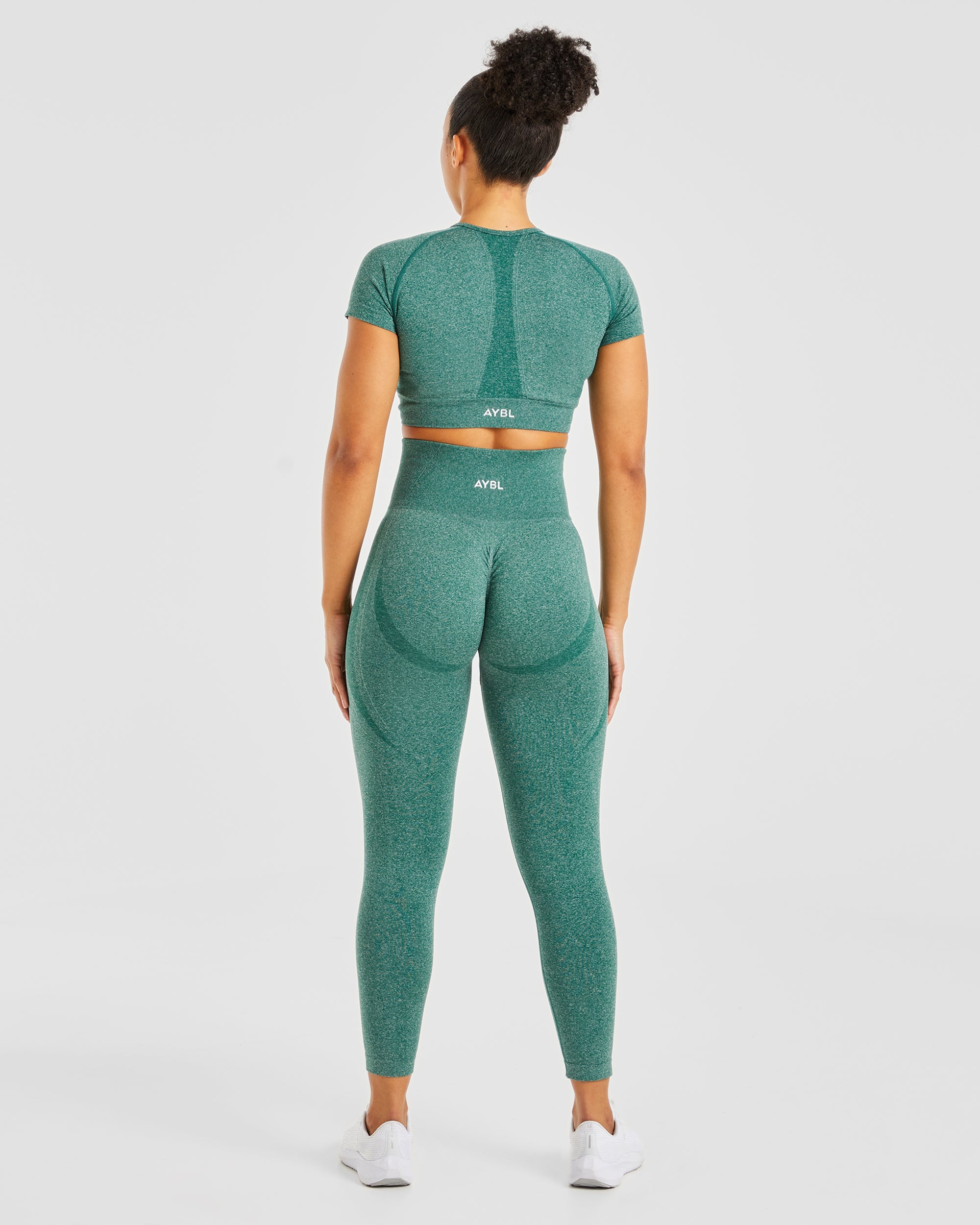 Empower Seamless Crop Top - Forest Grün Marl