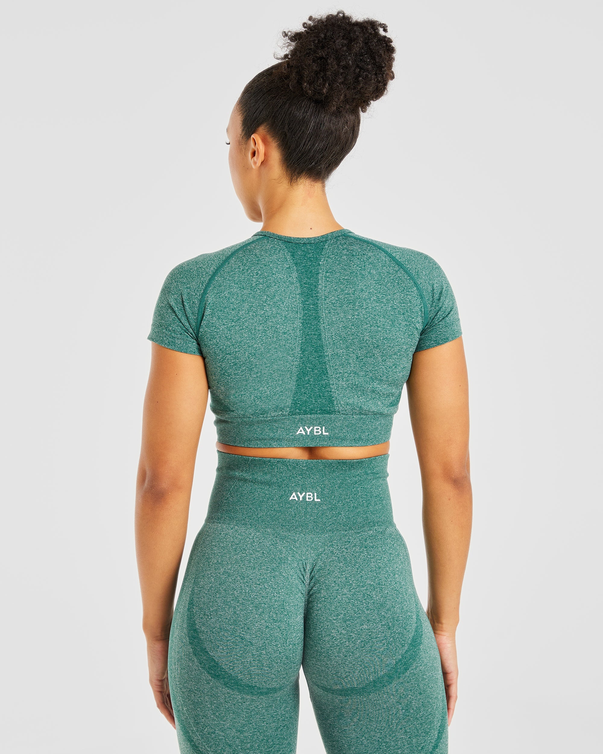 Empower Seamless Crop Top - Forest Grün Marl