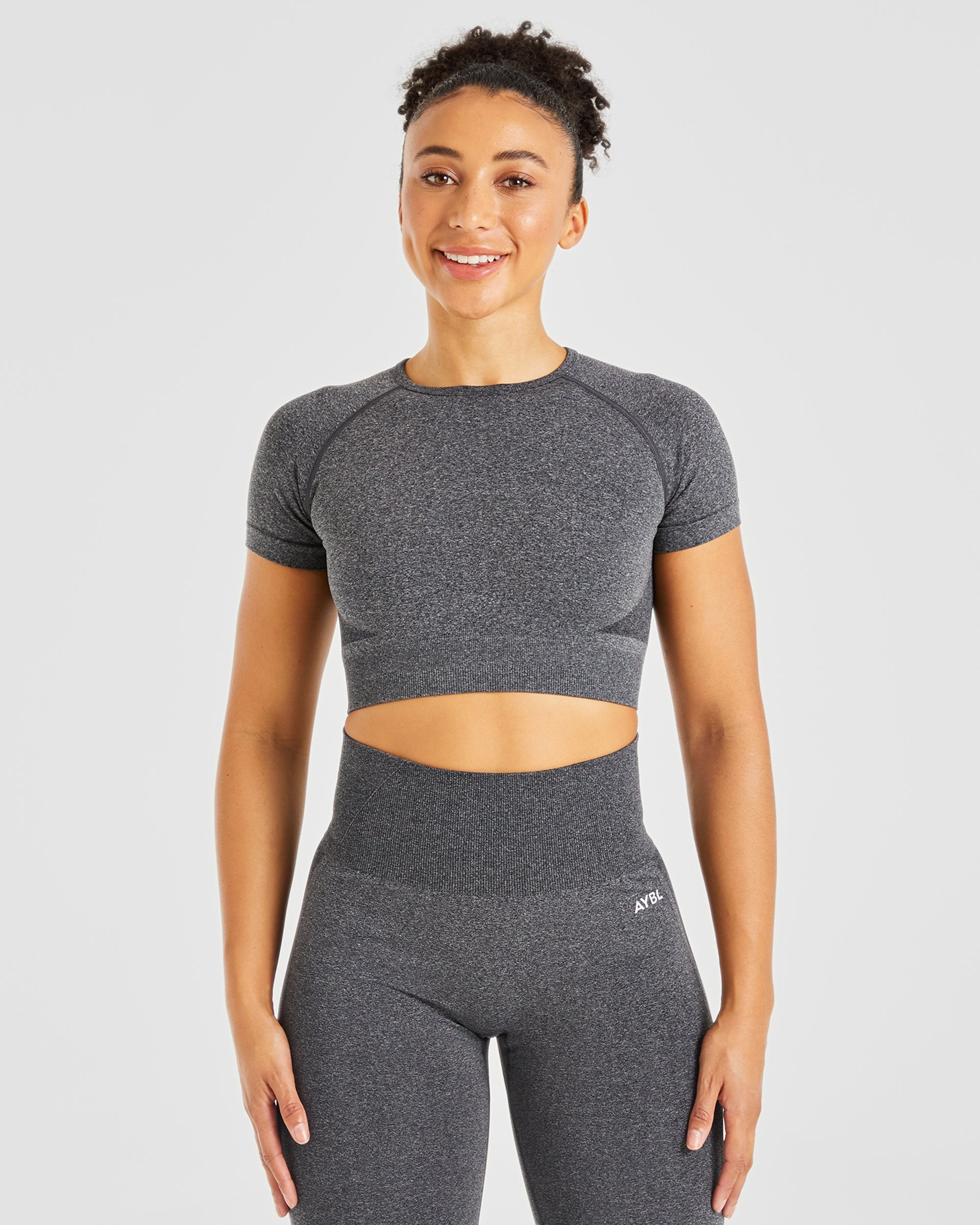 Empower Seamless Crop Top - Schwarz Marl