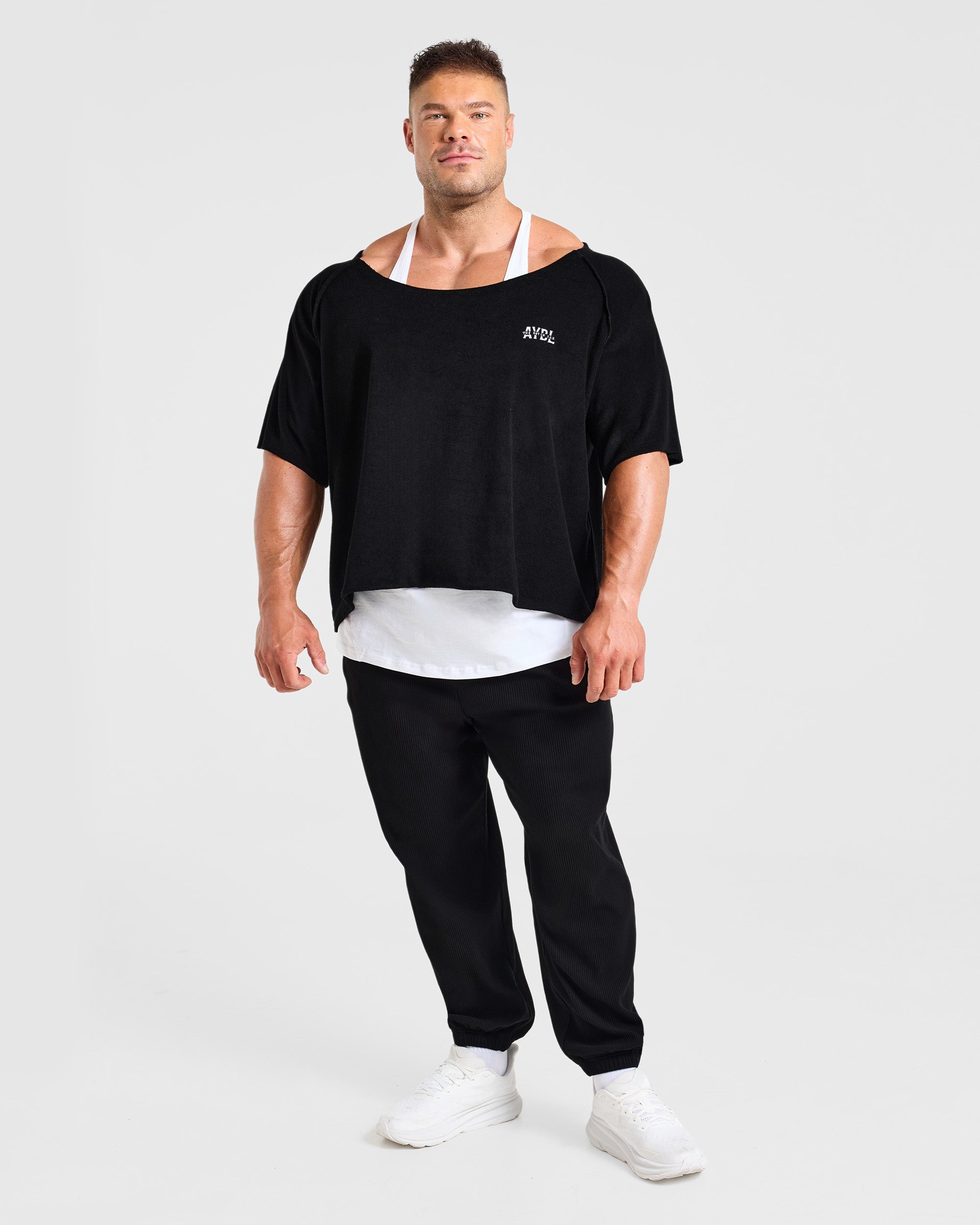 Wesley Vissers x Old School Wide Neck T Shirt - Schwarz