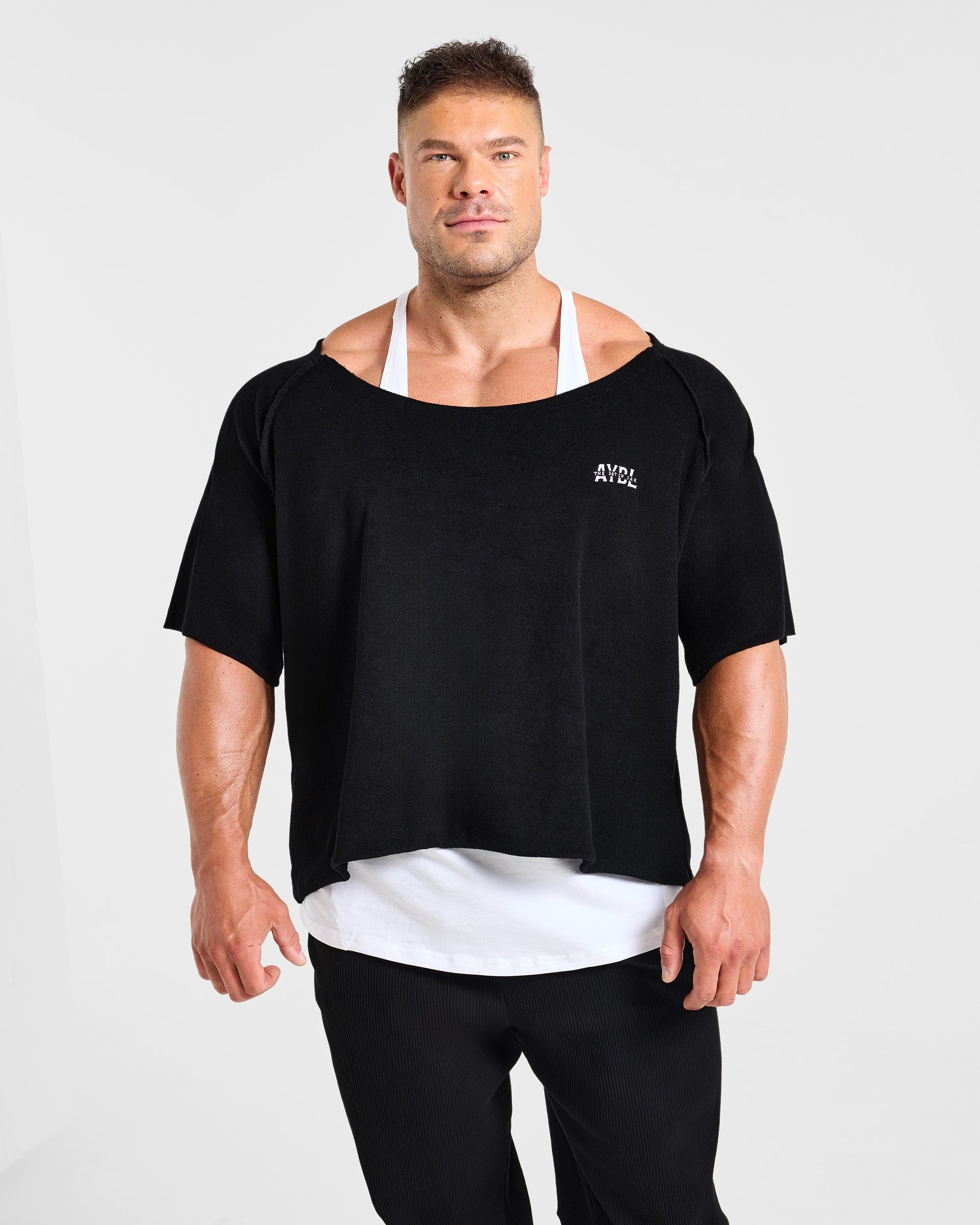 Wesley Vissers x Old School Wide Neck T Shirt - Schwarz