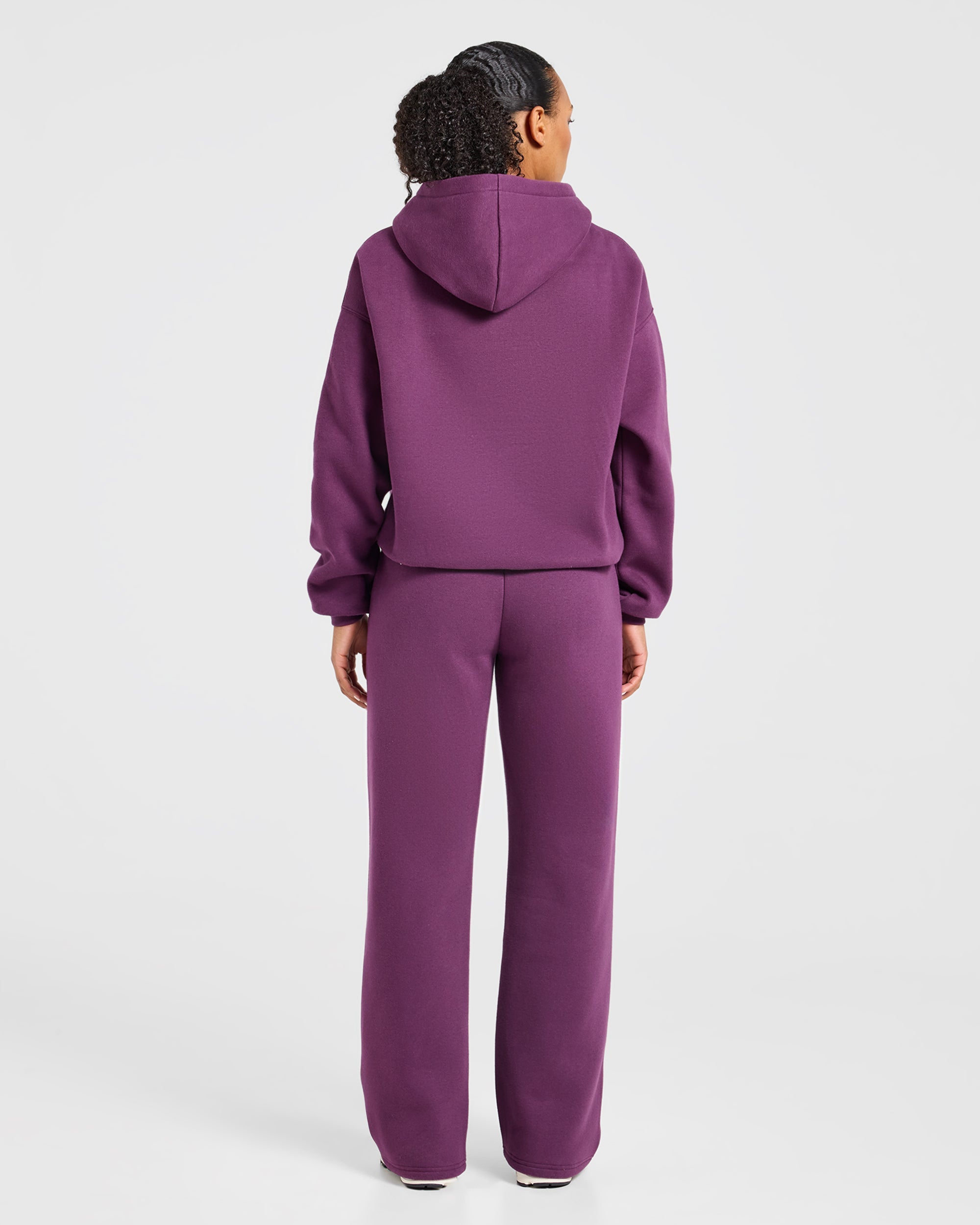 Varsity Applique Oversized Hoodie - Plum