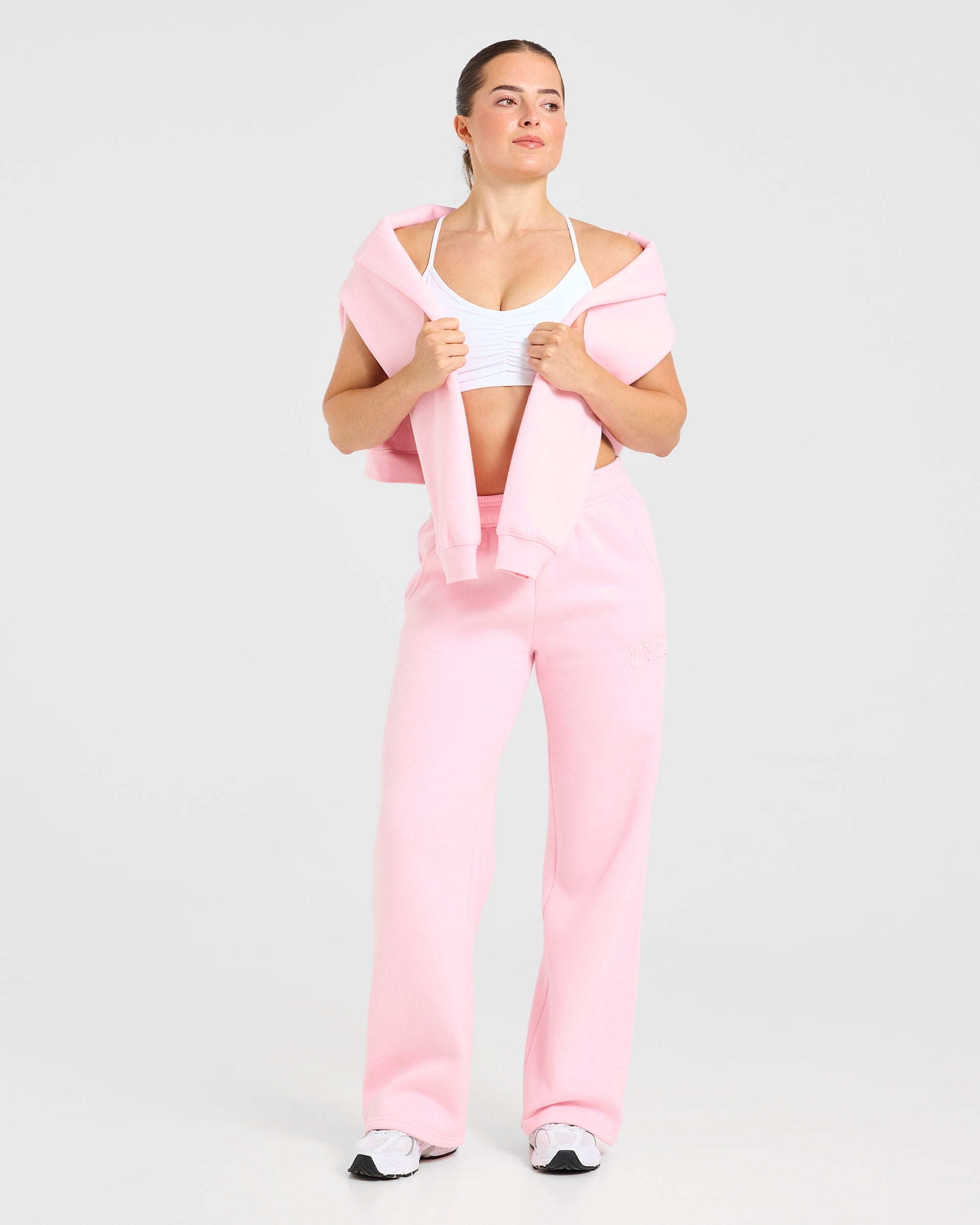 Varsity Applique Oversized Straight Leg Joggers - Baby Rosa