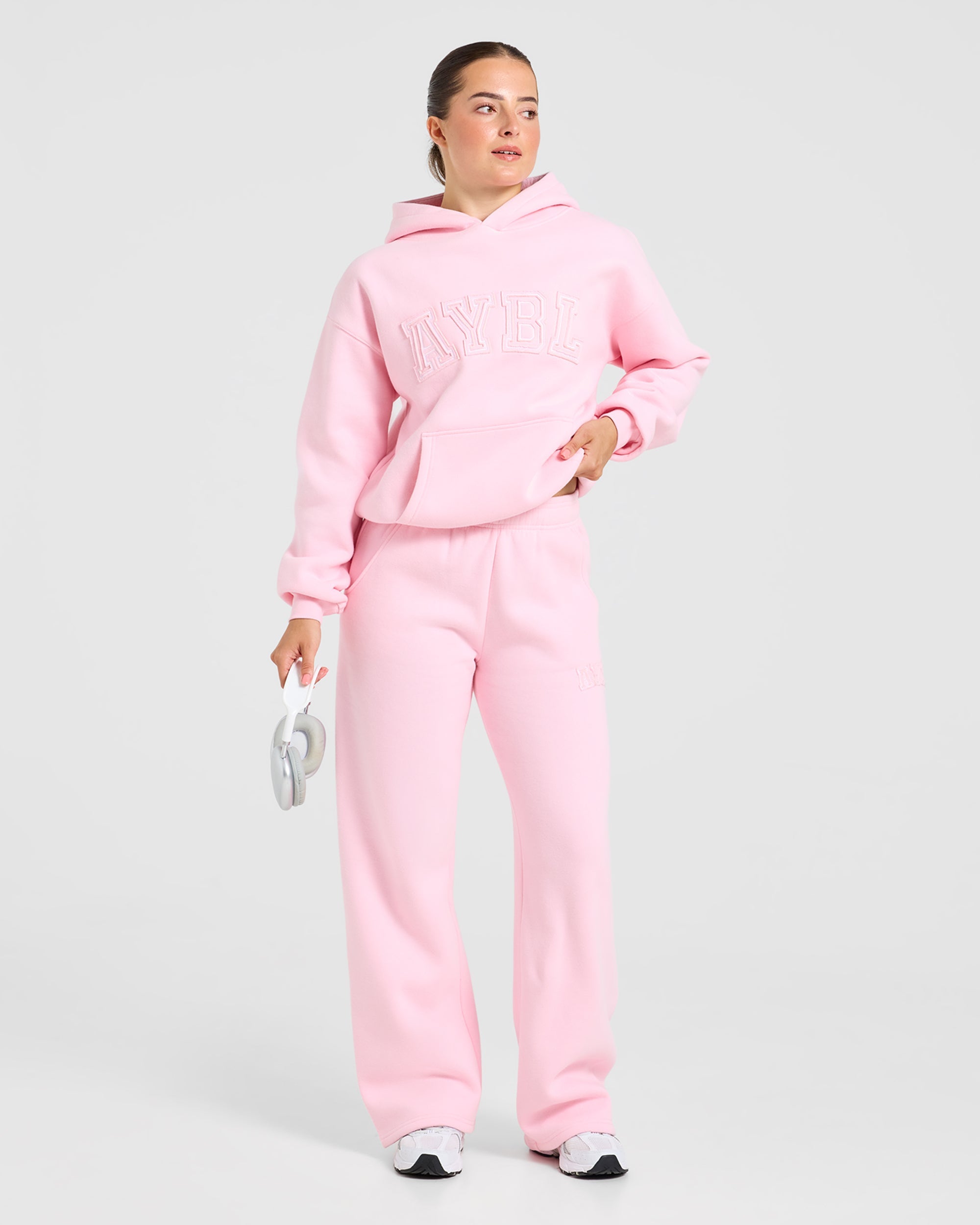 Varsity Applique Oversized Hoodie - Baby Rosa