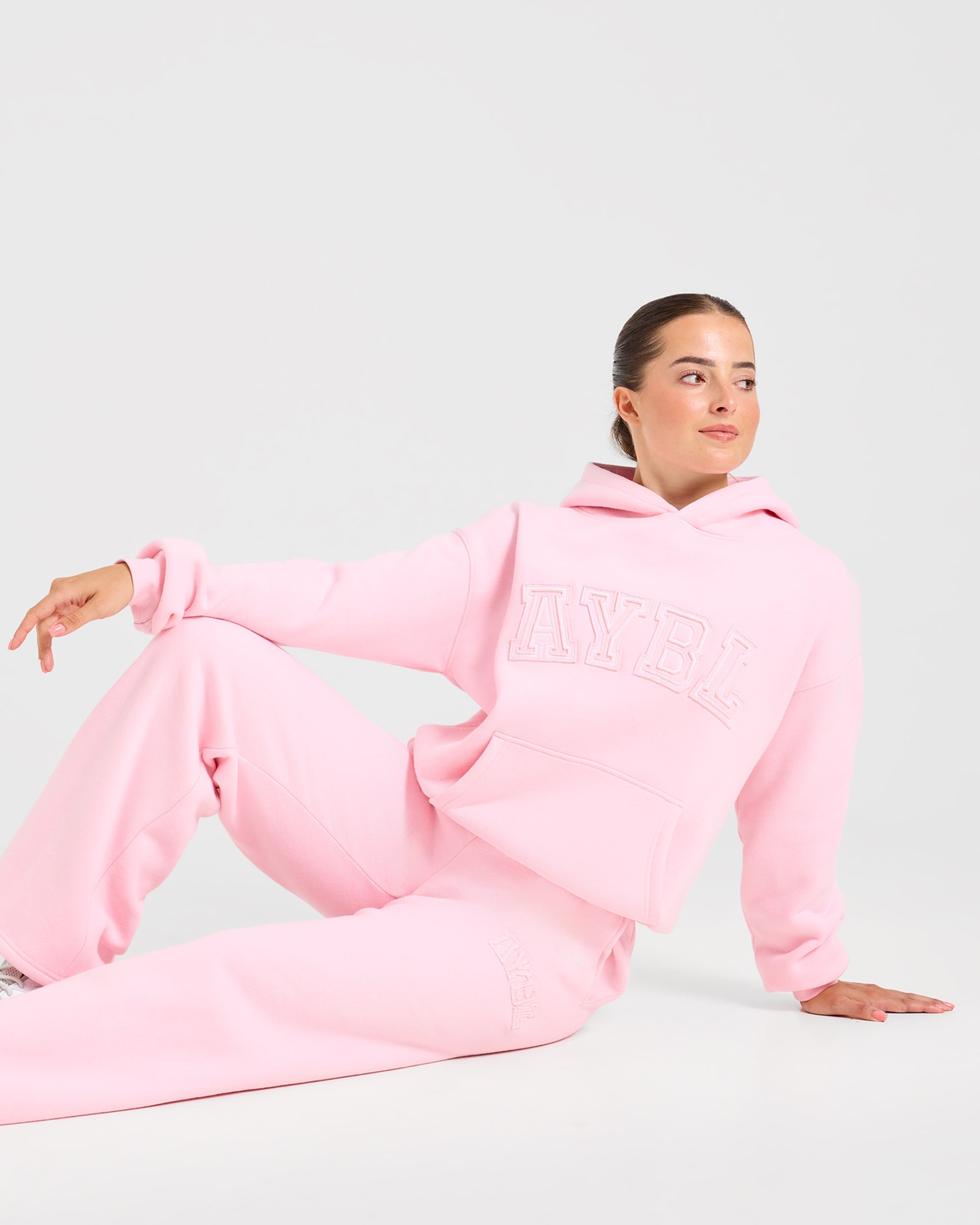 Varsity Applique Oversized Hoodie - Baby Rosa