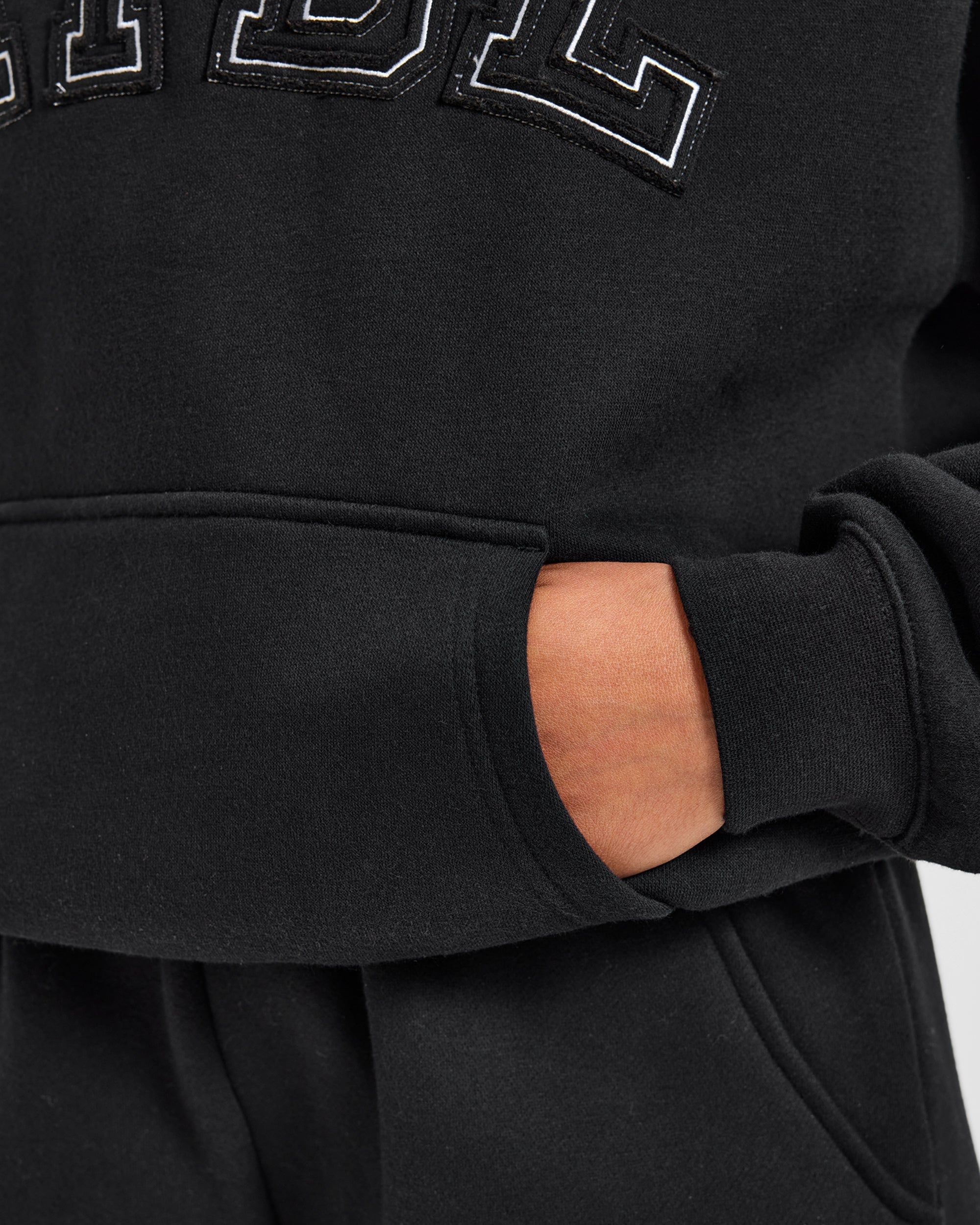 Varsity Applique Oversized Hoodie - Schwarz