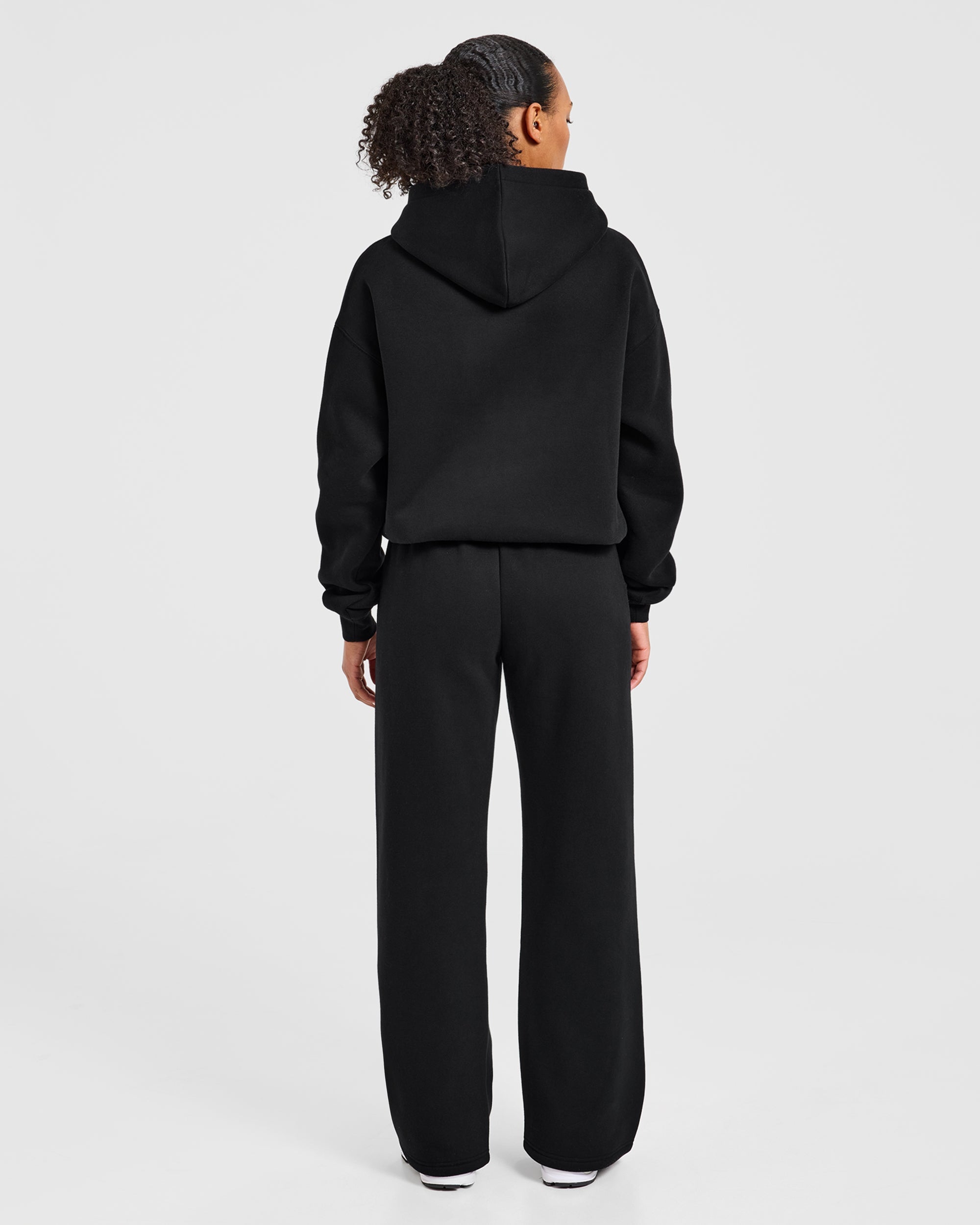 Varsity Applique Oversized Hoodie - Schwarz