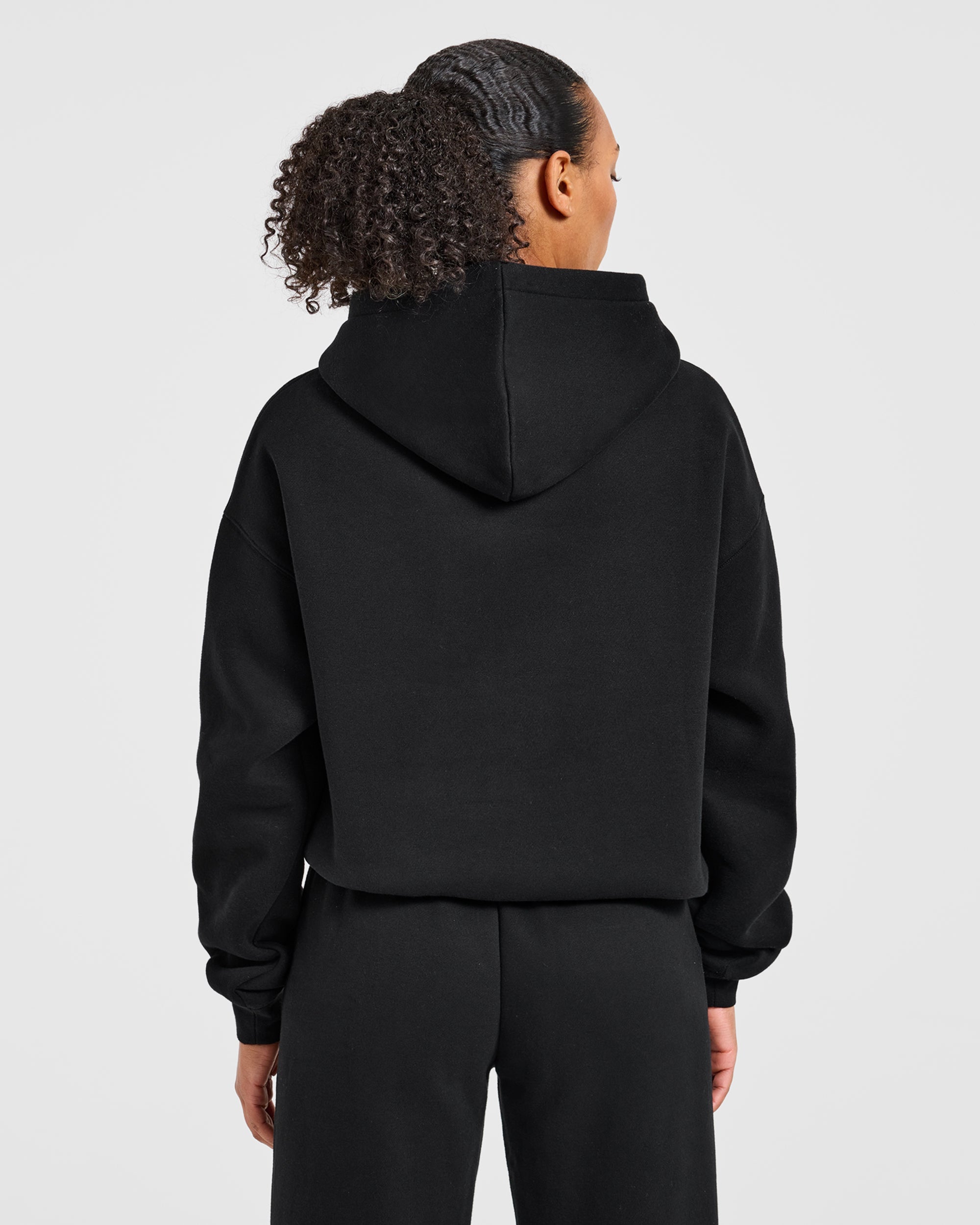 Varsity Applique Oversized Hoodie - Schwarz