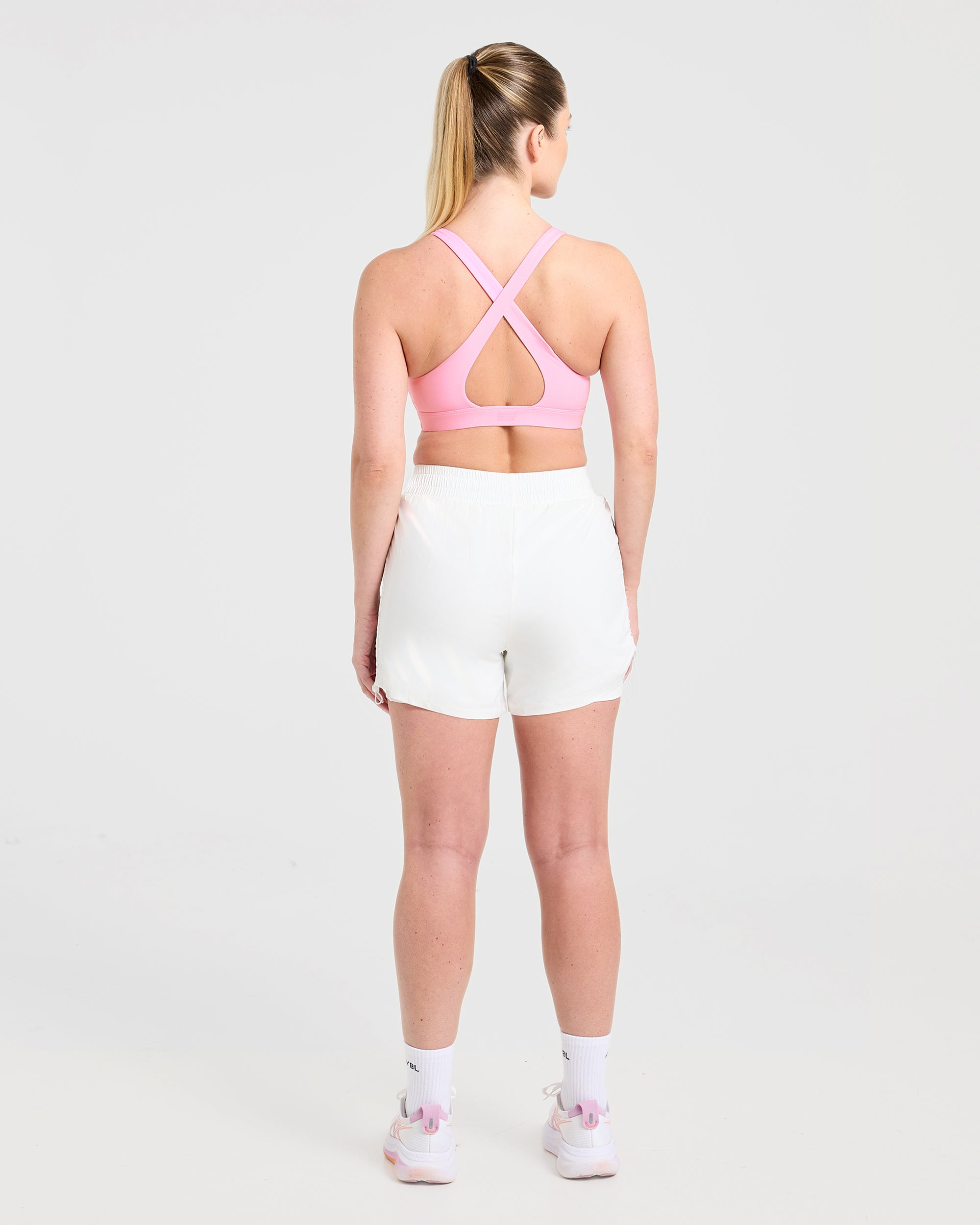 Run Cross Back Sports Bra - Spring Rosa