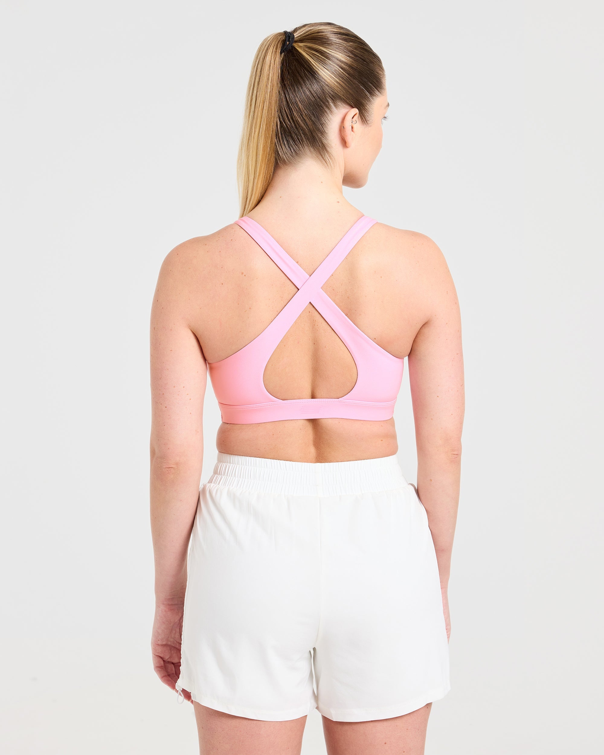 Run Cross Back Sports Bra - Spring Rosa