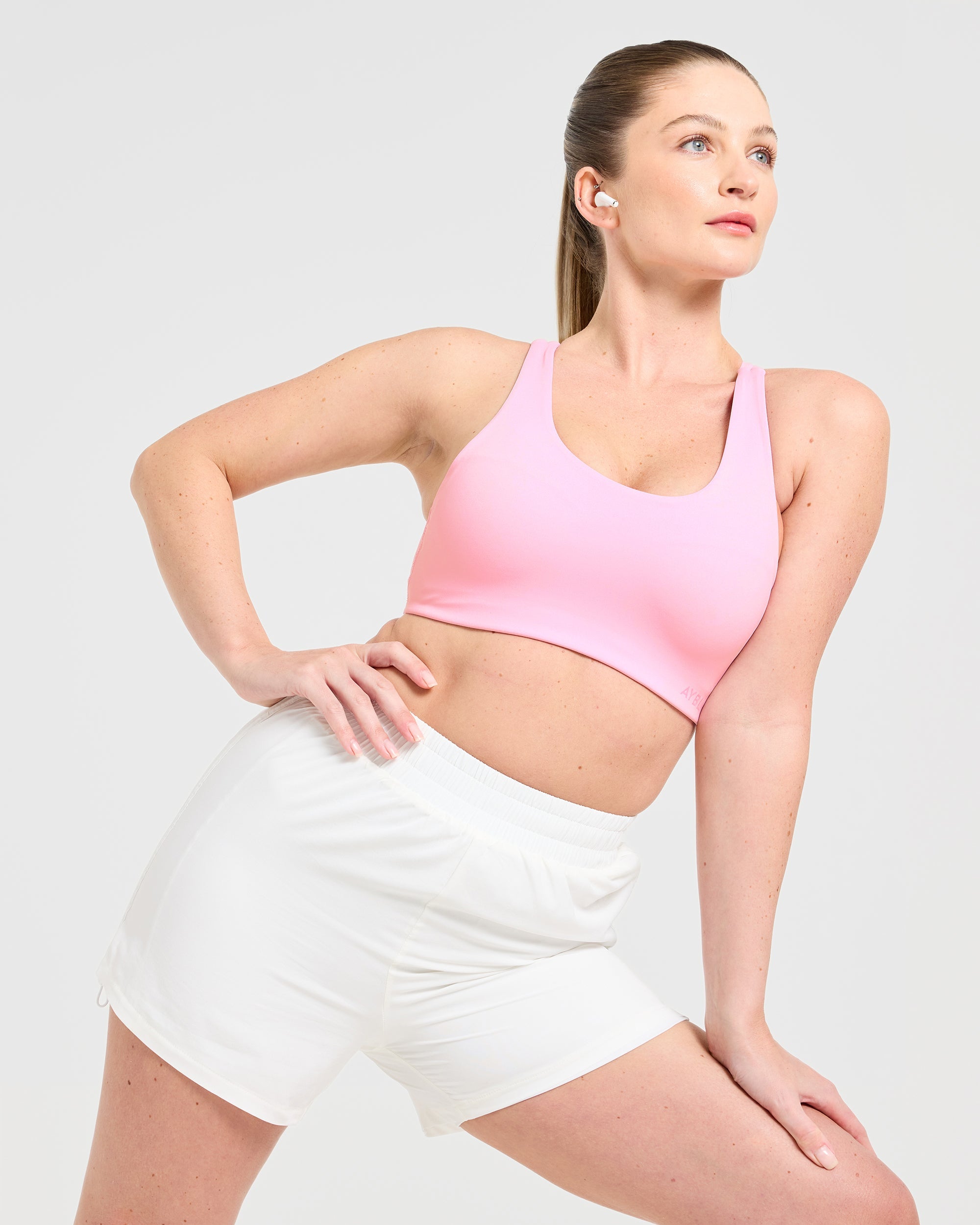 Run Cross Back Sports Bra - Spring Rosa