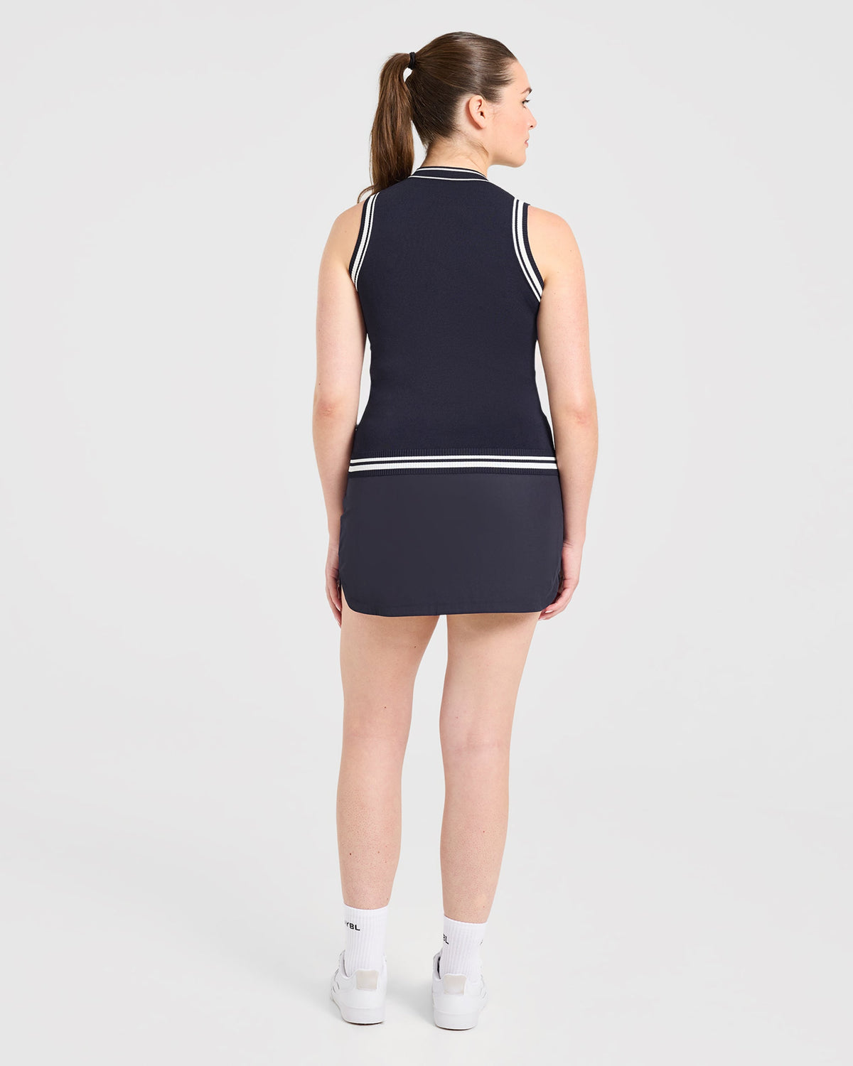 Classic Knitted High Neck Vest - Navy