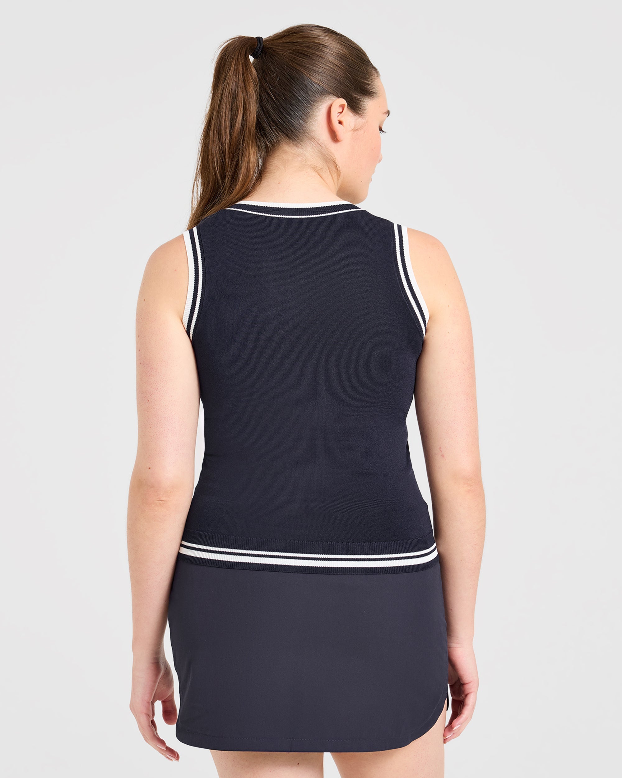 Classic Knitted V Neck Vest - Navy