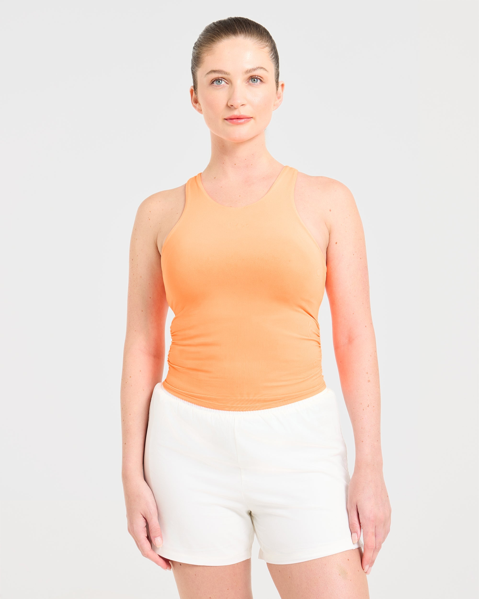 Run Ruched Tank - Vibrant Apricot