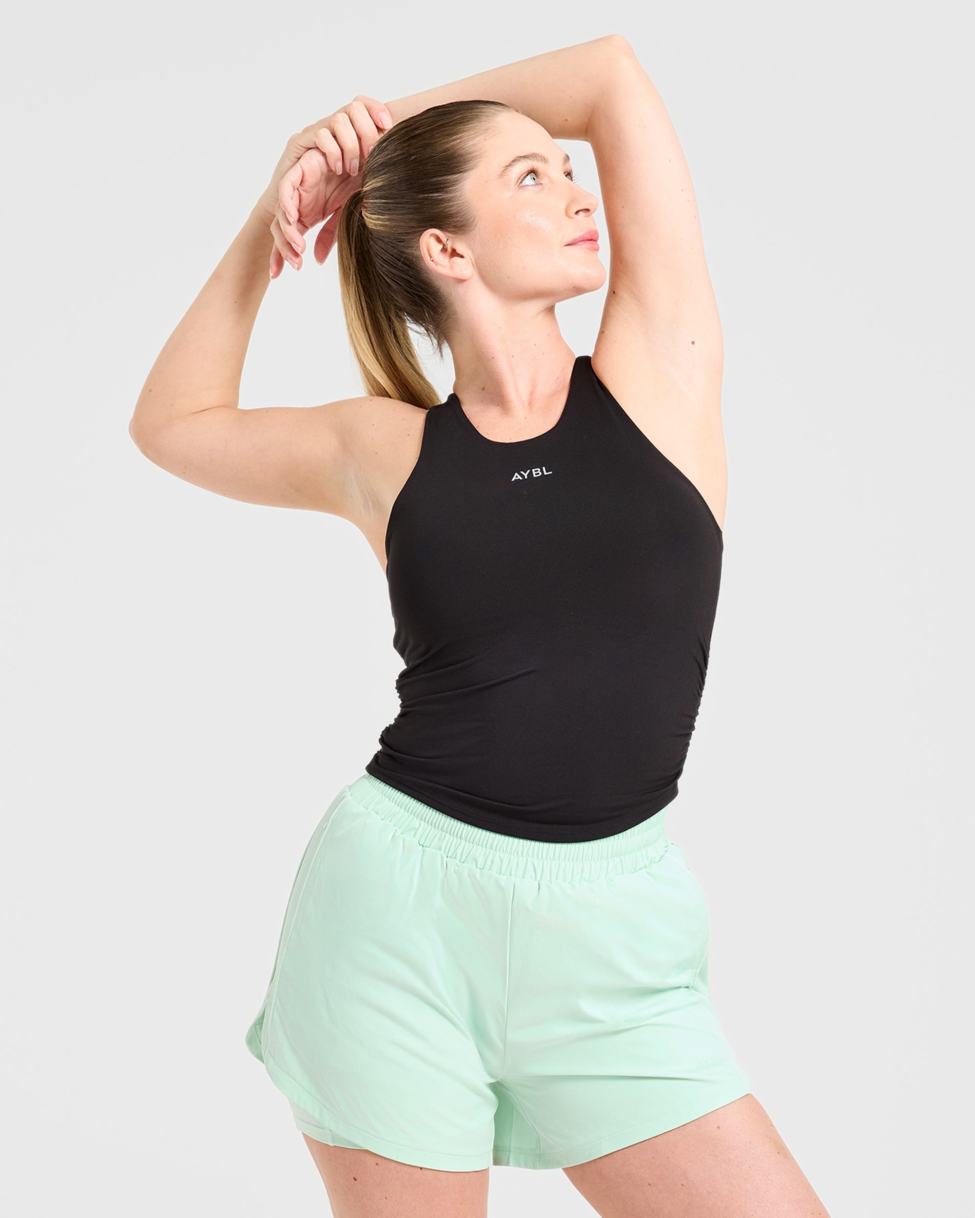 Run Ruched Tank - Schwarz