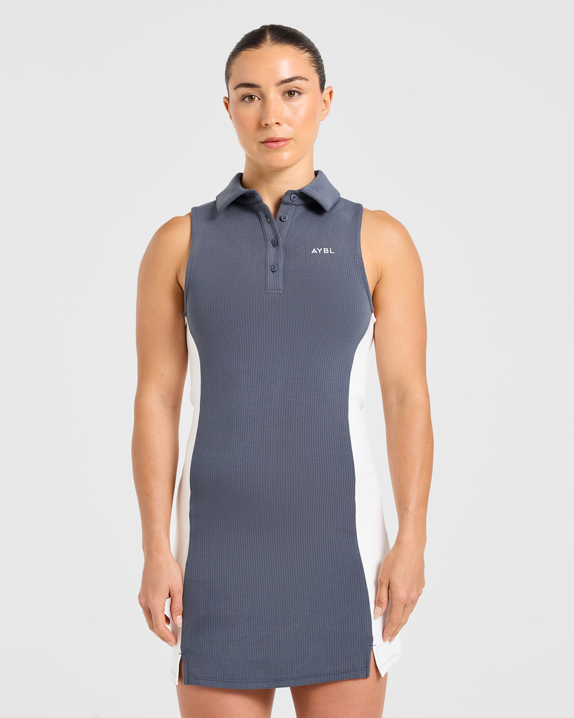 Signature Collar Dress - Steel Blau