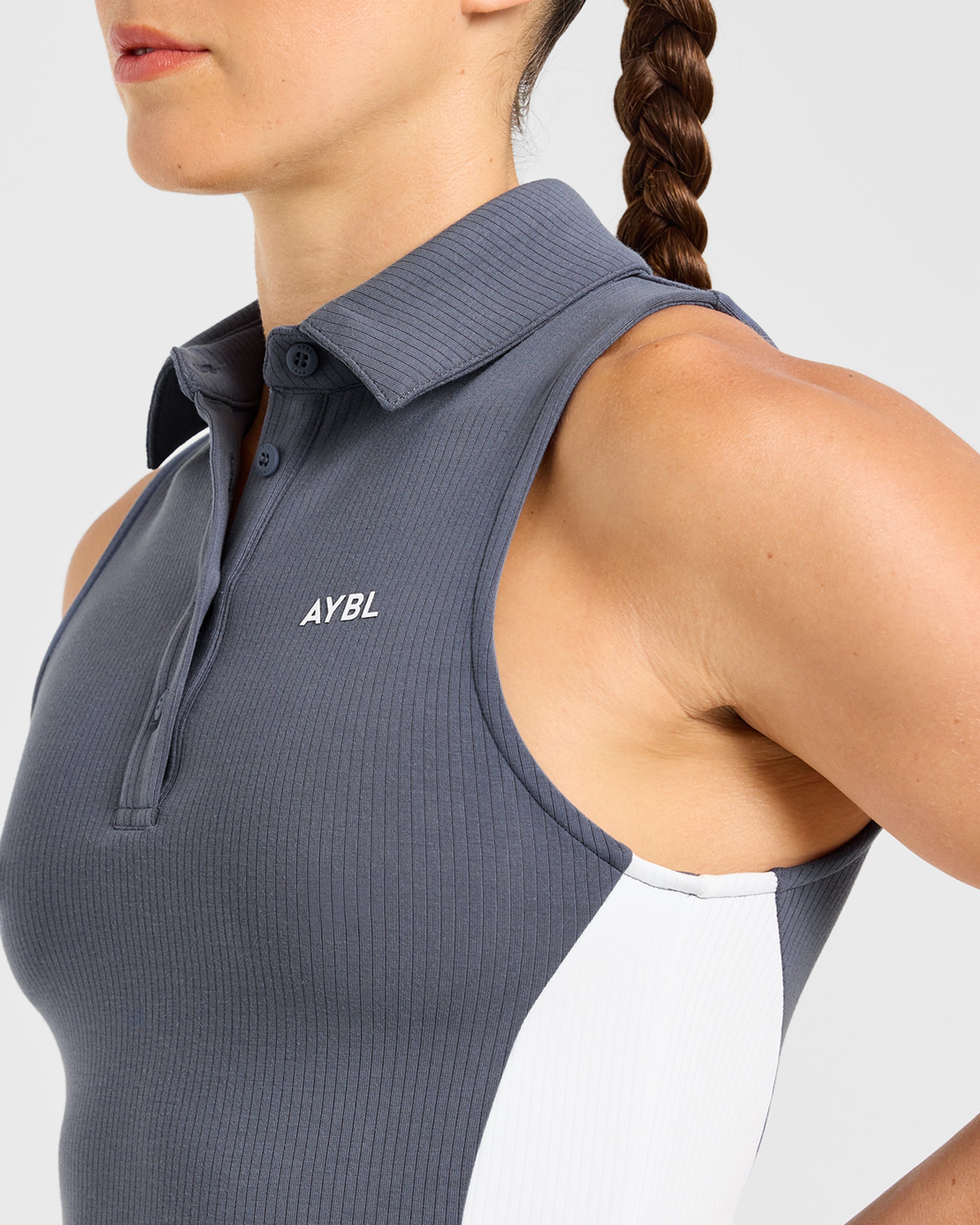 Signature Collar Dress - Steel Blau