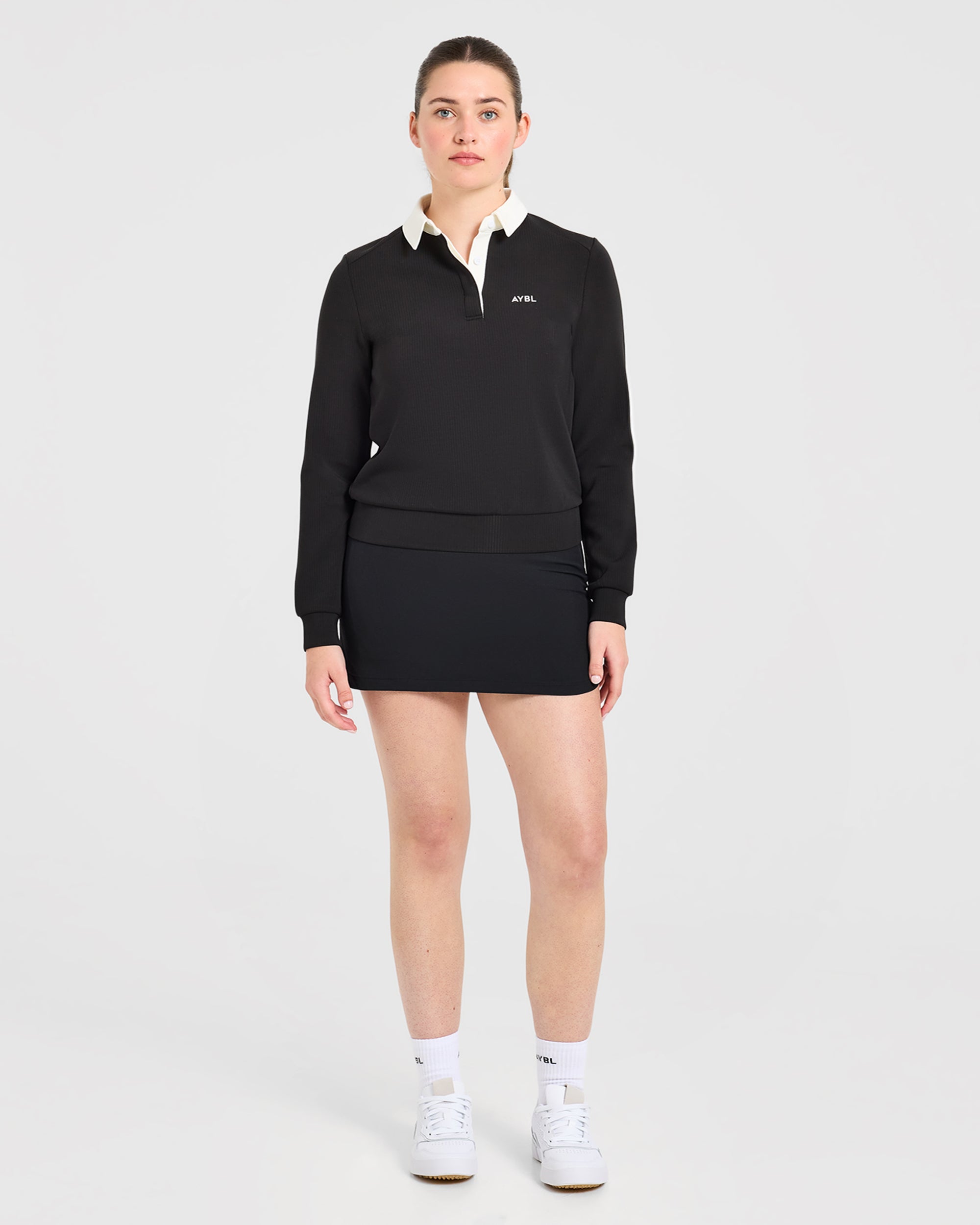 Signature Long Sleeve Polo - Schwarz