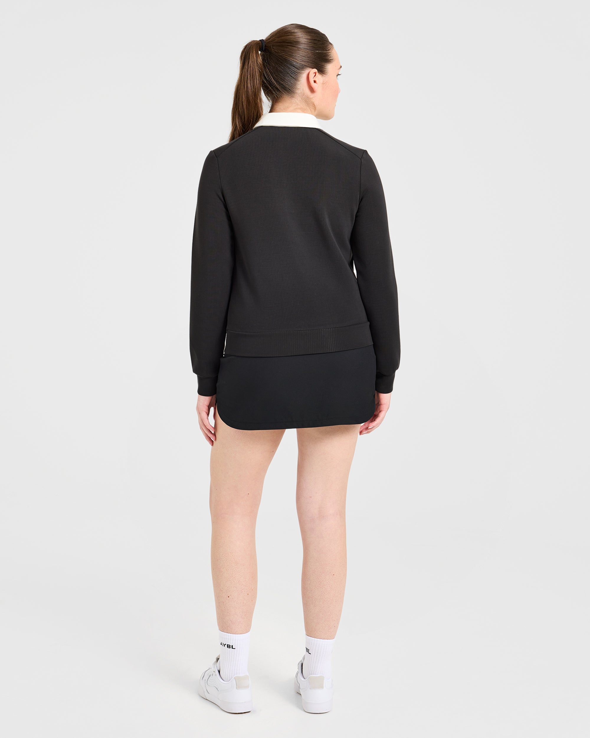 Signature Long Sleeve Polo - Schwarz