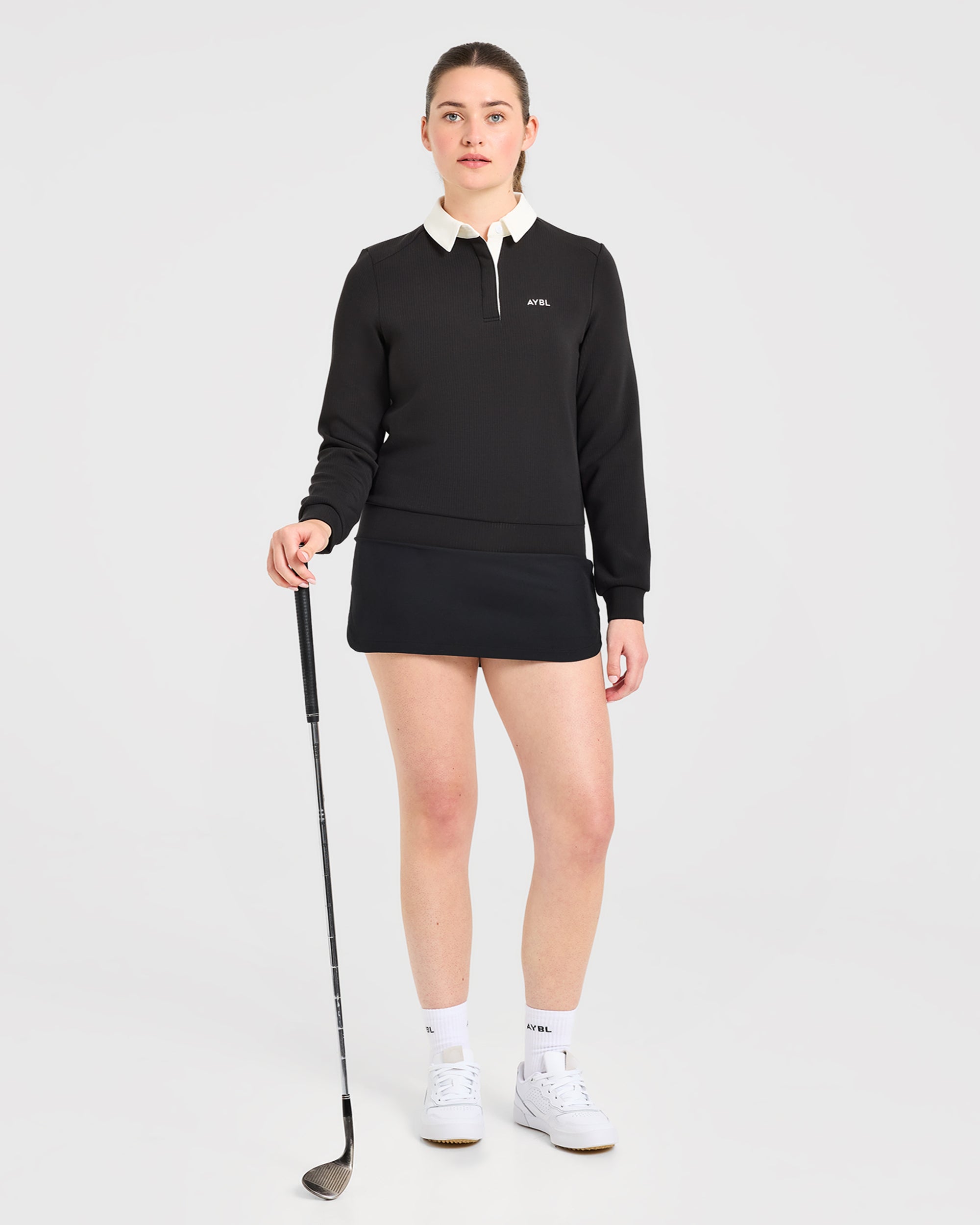 Signature Long Sleeve Polo - Schwarz